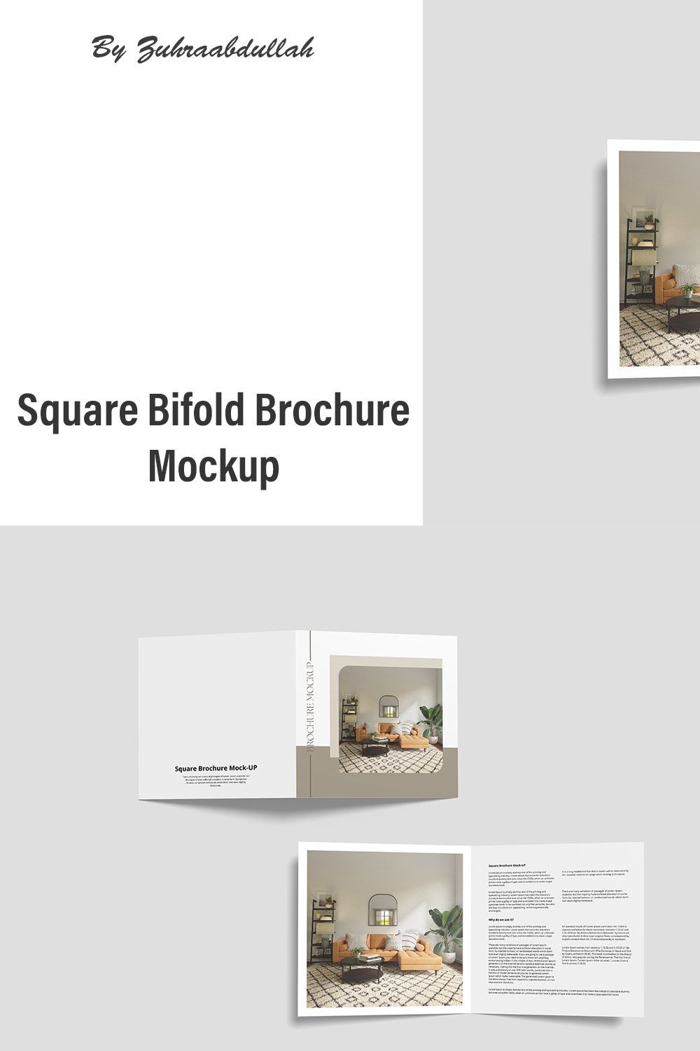 Square Bifold Brochure Mockup pinterest preview image.