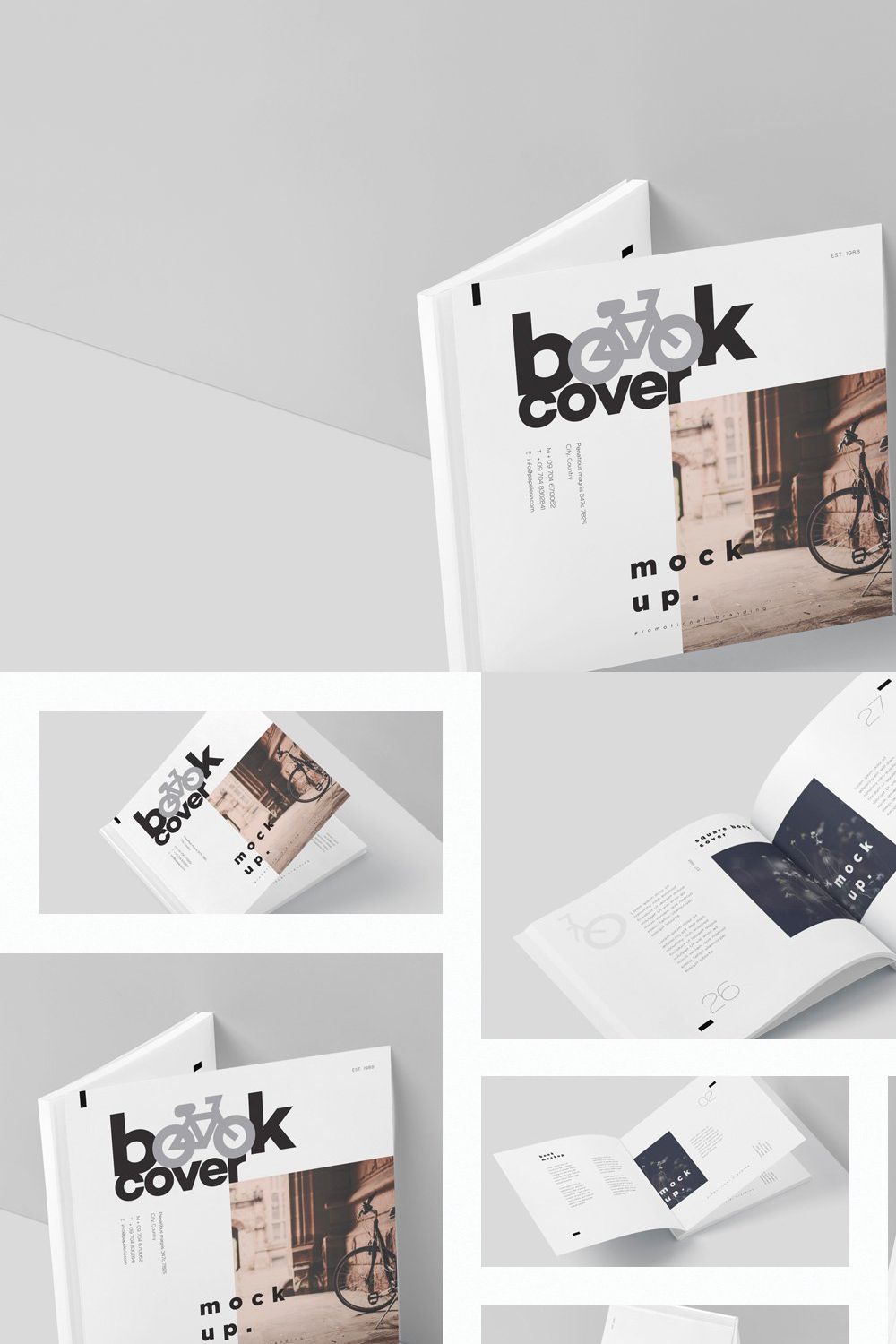 Square Book Mockups pinterest preview image.