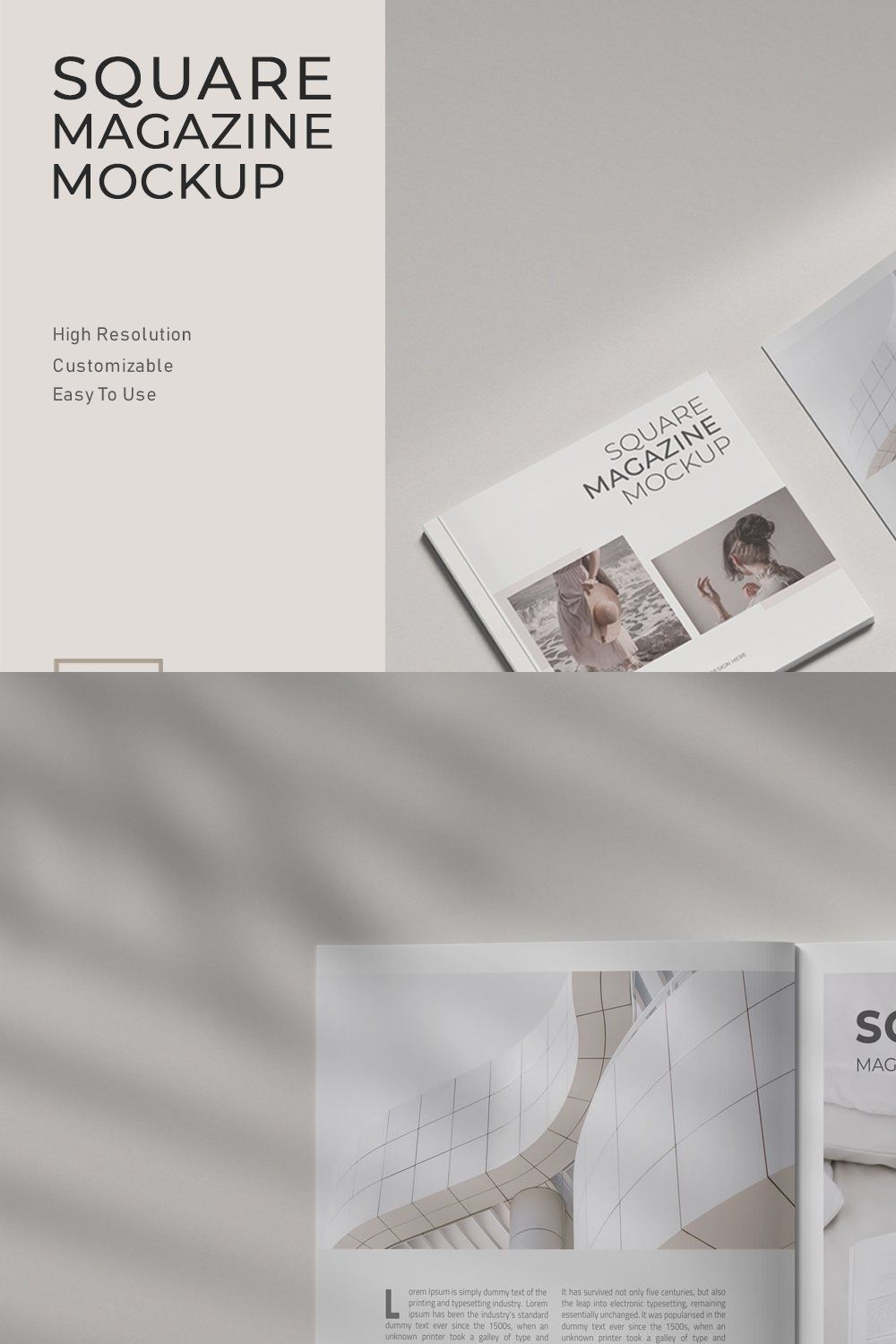 Square Brochure / Magazine Mockup pinterest preview image.