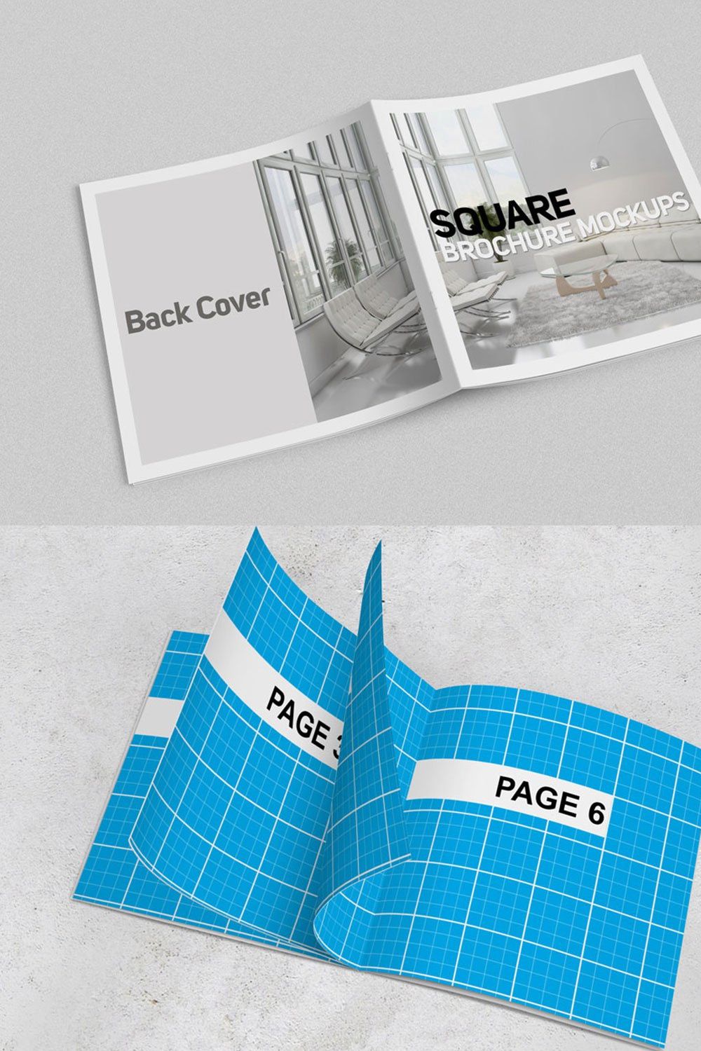 Square Brochure Mockups pinterest preview image.