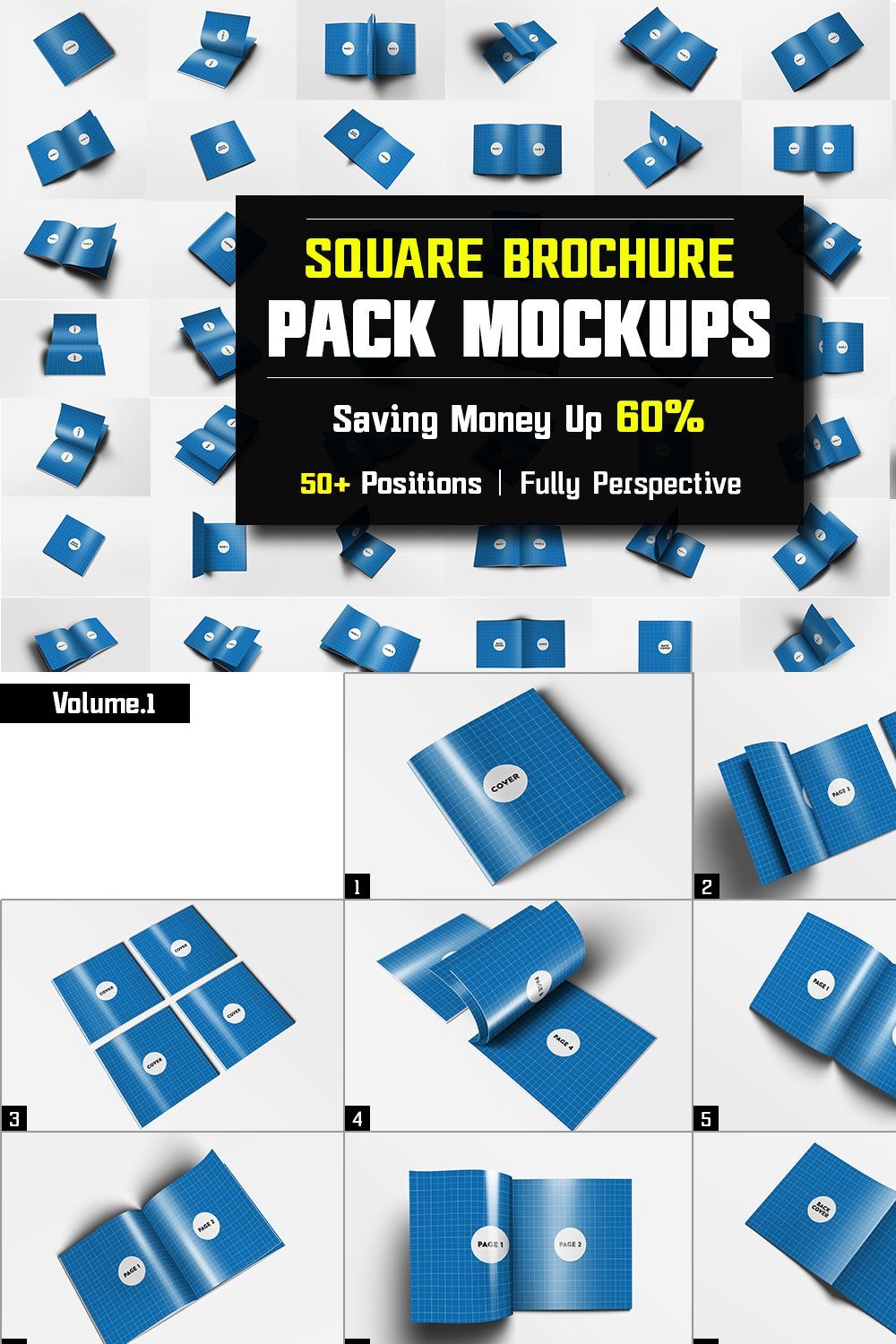Square Brochure Mockups Pack Bundle pinterest preview image.