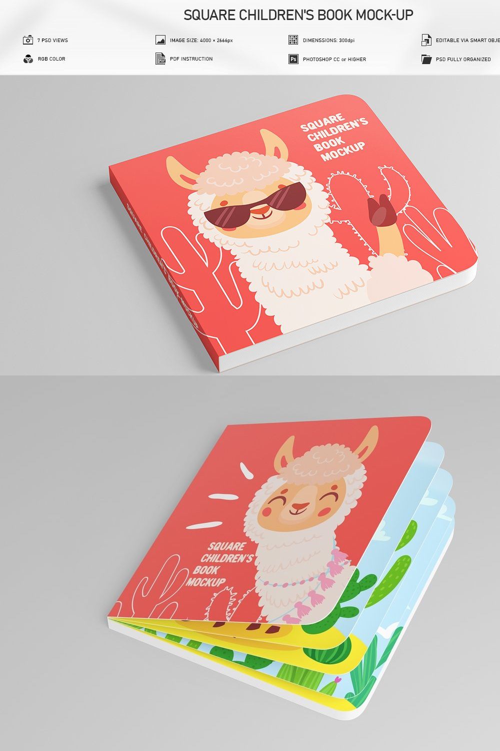 Square Children's Book Mock-Up pinterest preview image.