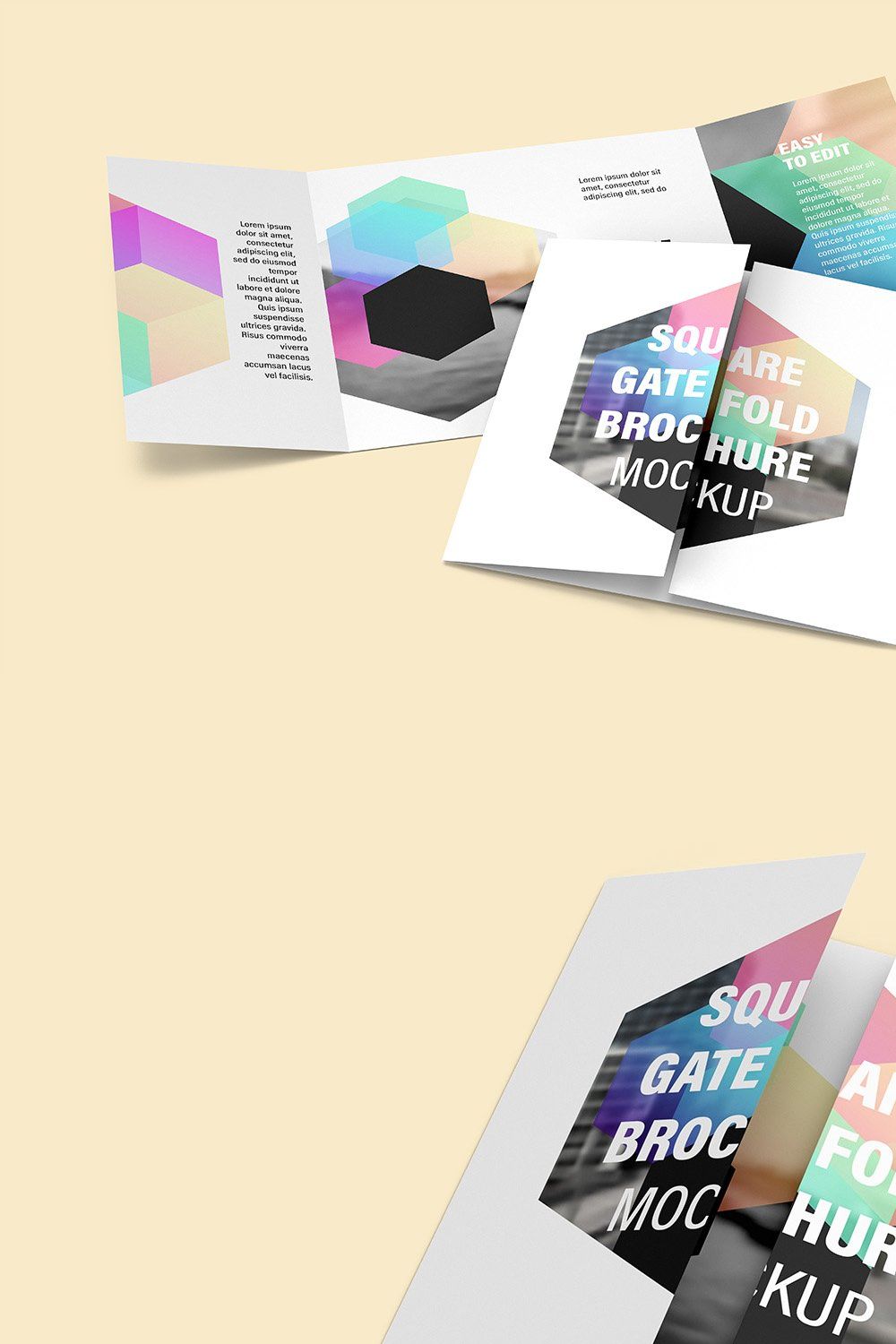 Square Gate Fold Brochure Mockup pinterest preview image.