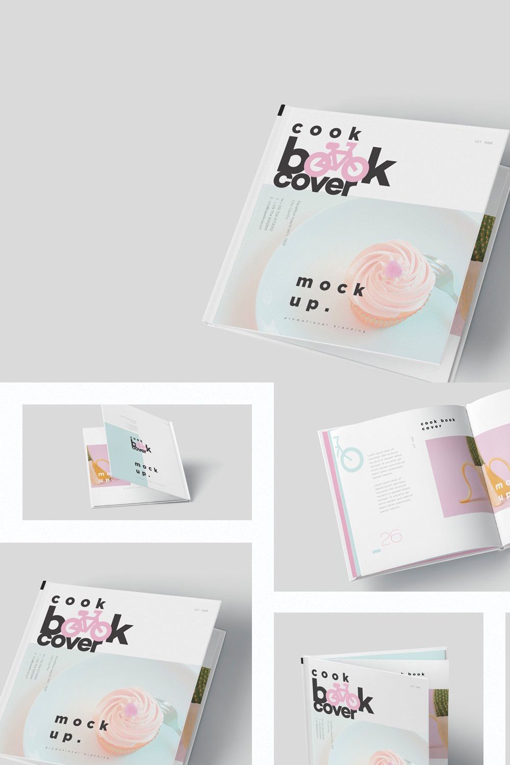 Square Hardcover Book Cover Mockups pinterest preview image.