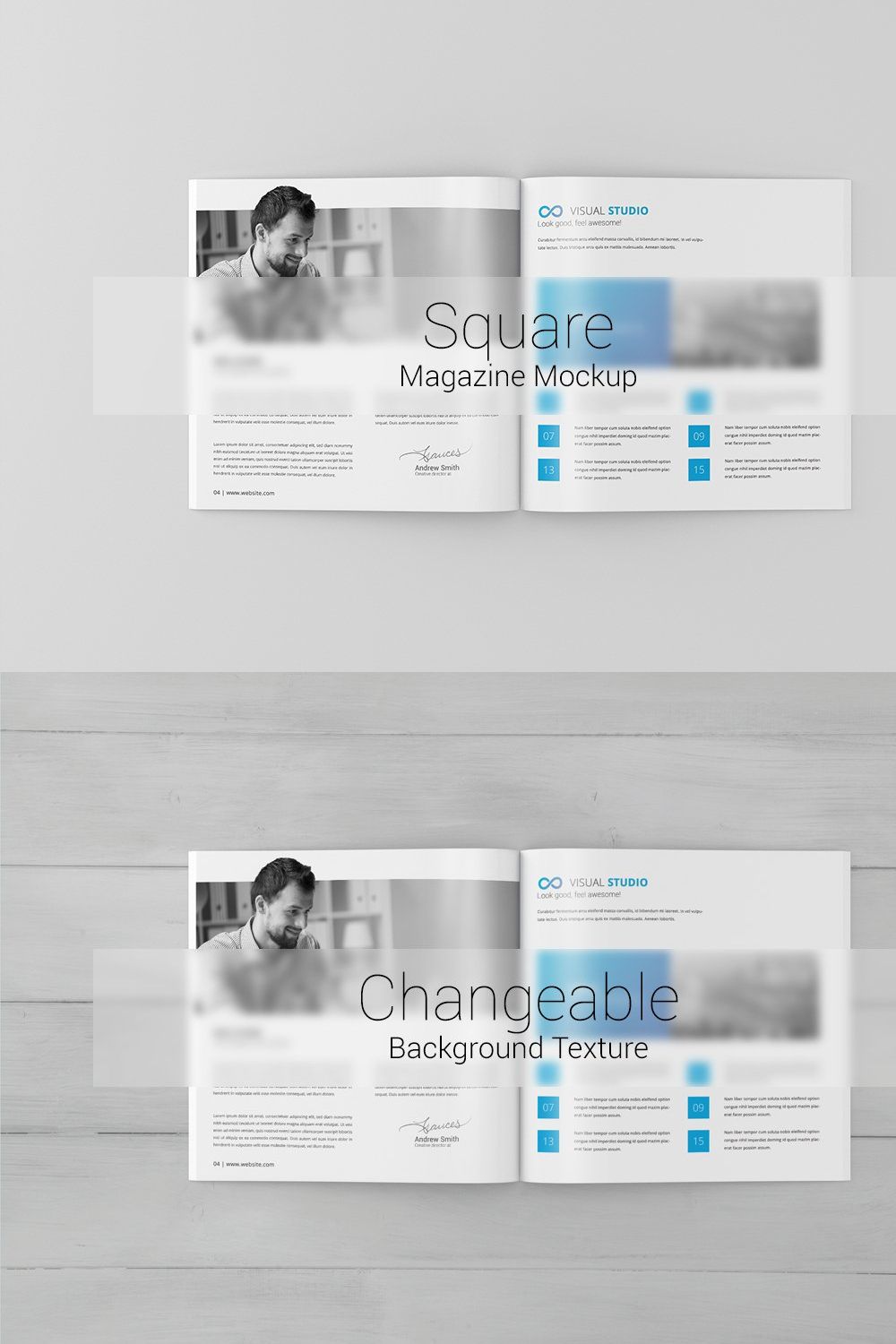 Square Magazine / Brochure Mock-Up pinterest preview image.