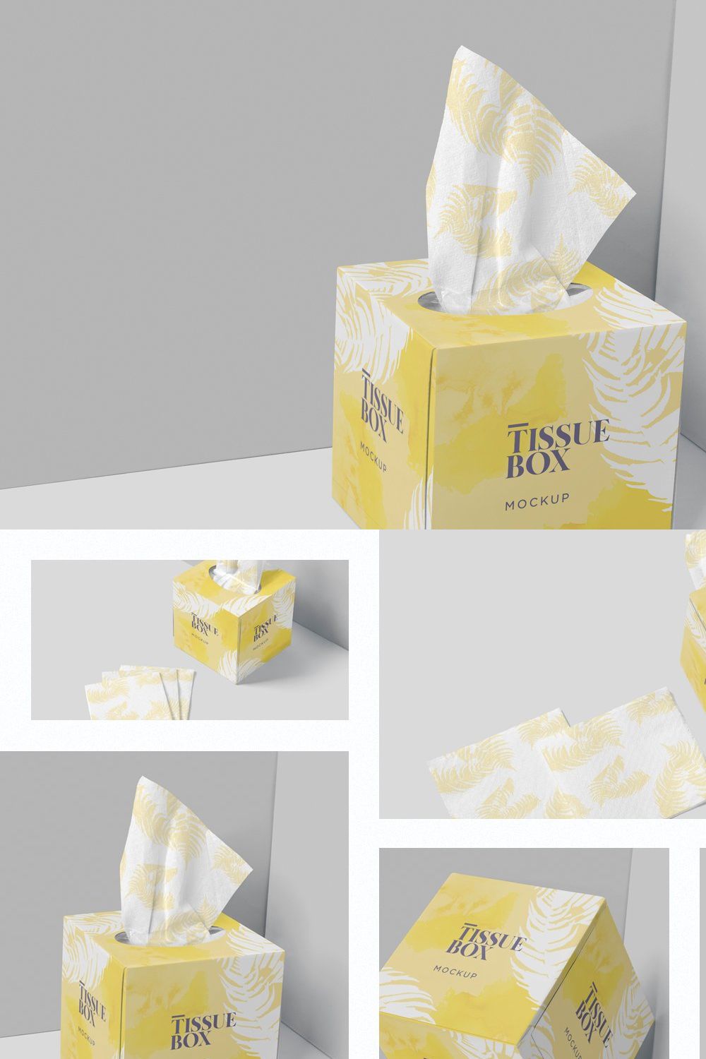 Square Tissue Box Mockups pinterest preview image.