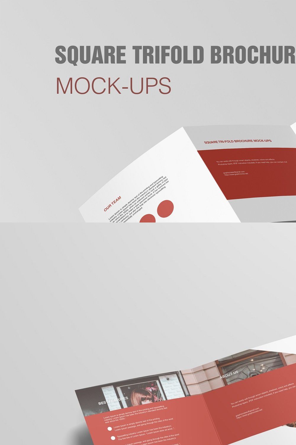 Square Trifold Brochure Mockup pinterest preview image.