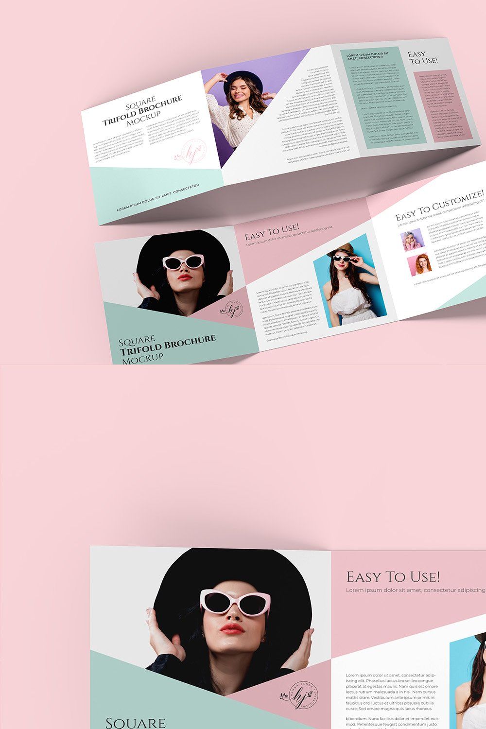 Square Trifold Brochure Mockup pinterest preview image.