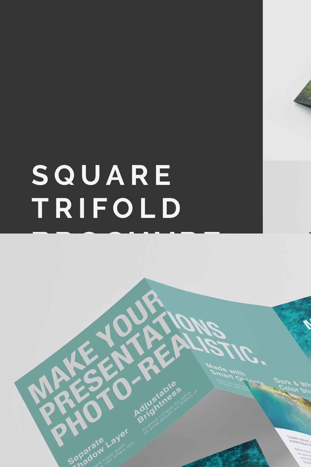 Square Trifold Brochure Mockups pinterest preview image.