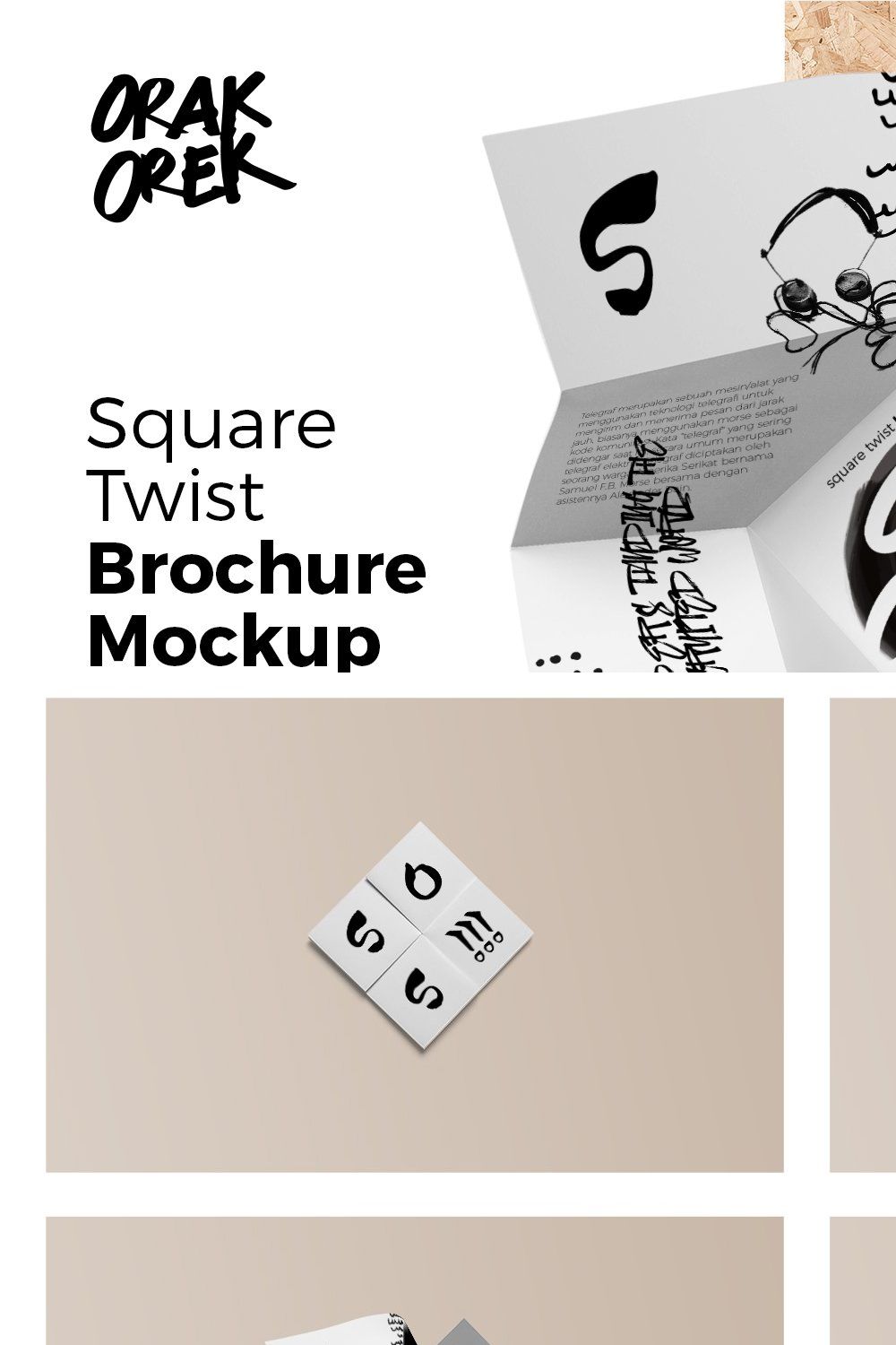 Square Twist Brochure Mockup pinterest preview image.