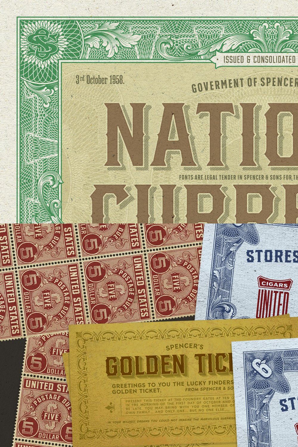 S&S National Currency Font Bundle pinterest preview image.