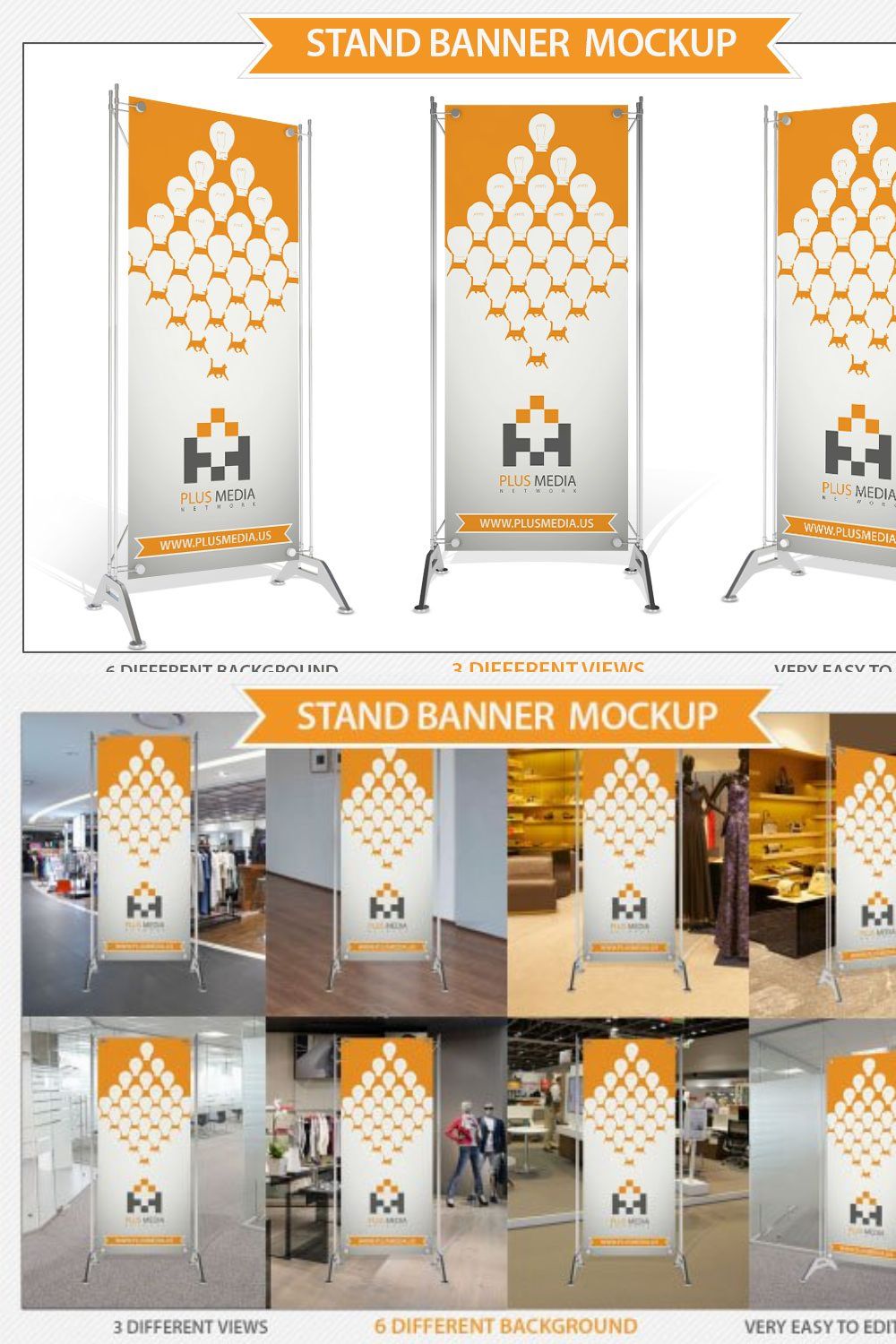 Stand Banner Mockup pinterest preview image.