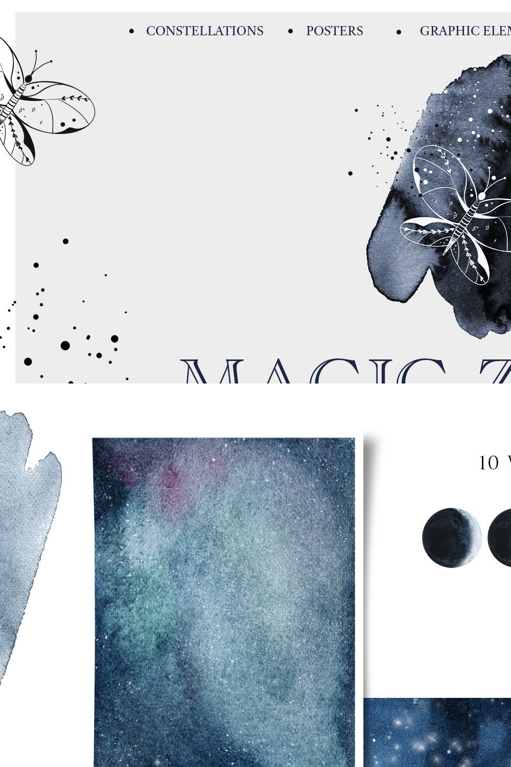 Star Constellation Zodiac watercolor pinterest preview image.