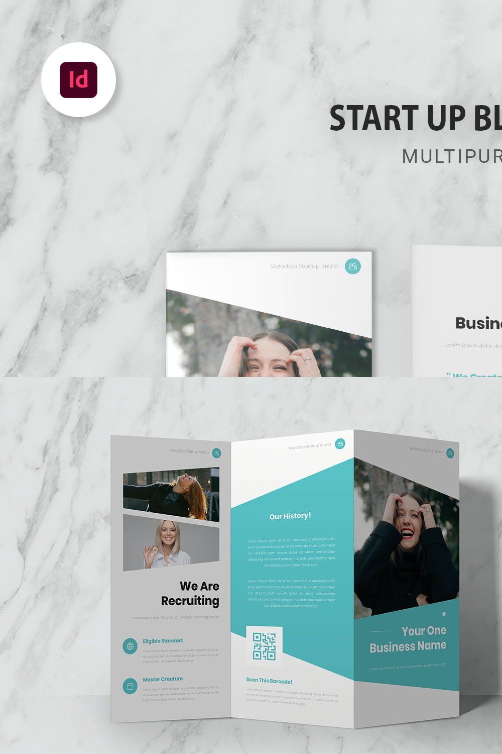 Startup Creative Trifold Brochure pinterest preview image.
