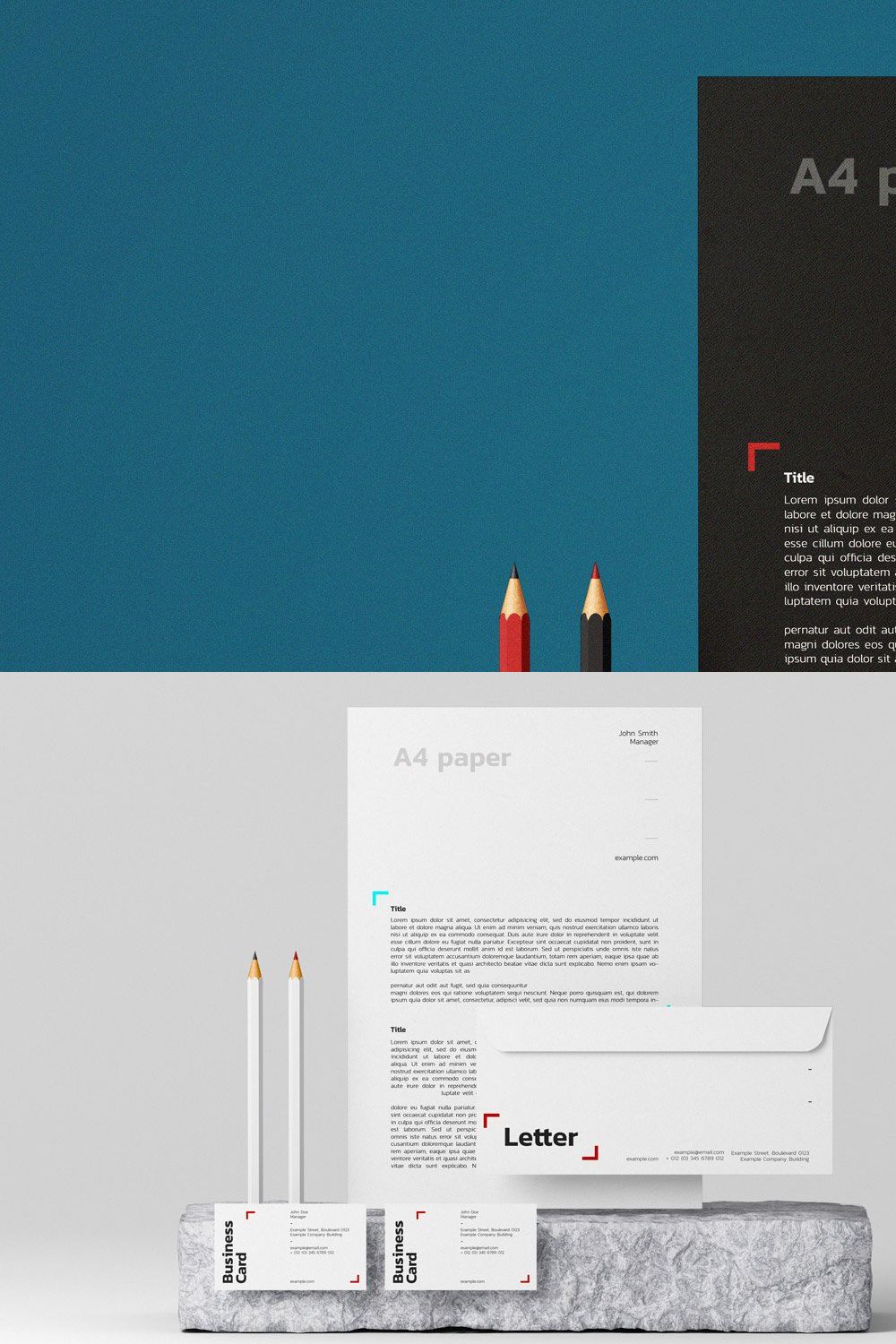 Stationery Mock-Up Template pinterest preview image.