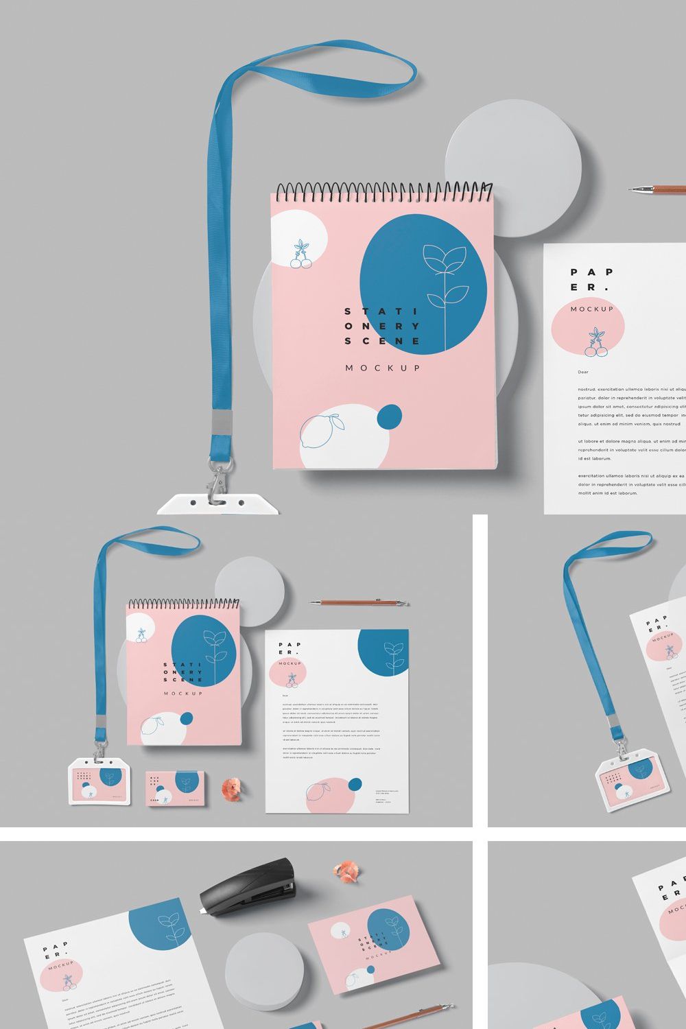 Stationery Mockup Scenes pinterest preview image.