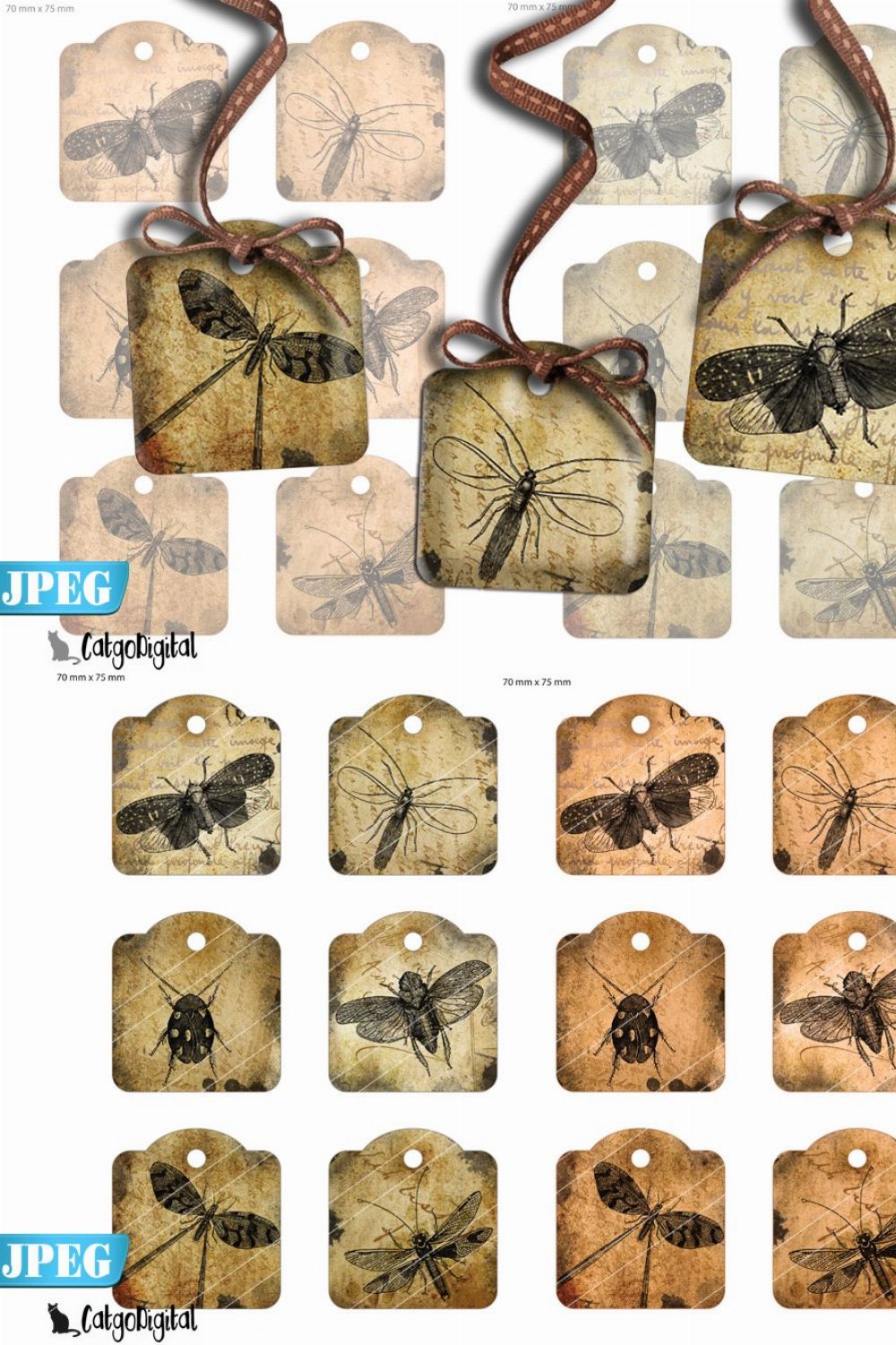 Steampunk Bug Tags Scrapbooking pinterest preview image.