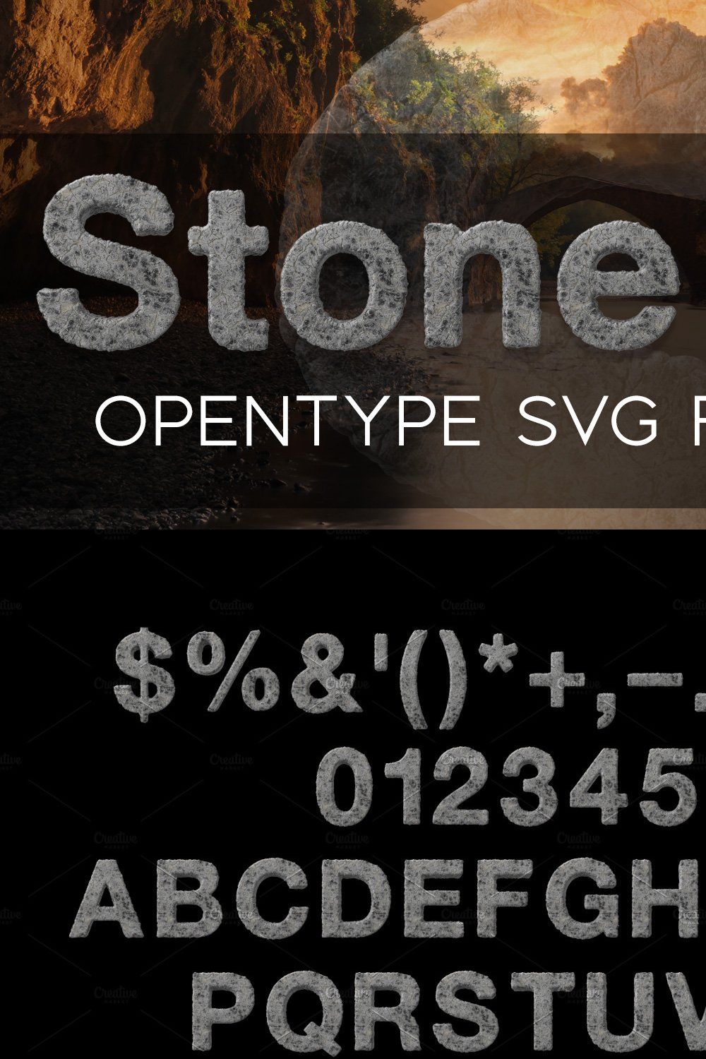 Stone - Color Bitmap Font pinterest preview image.