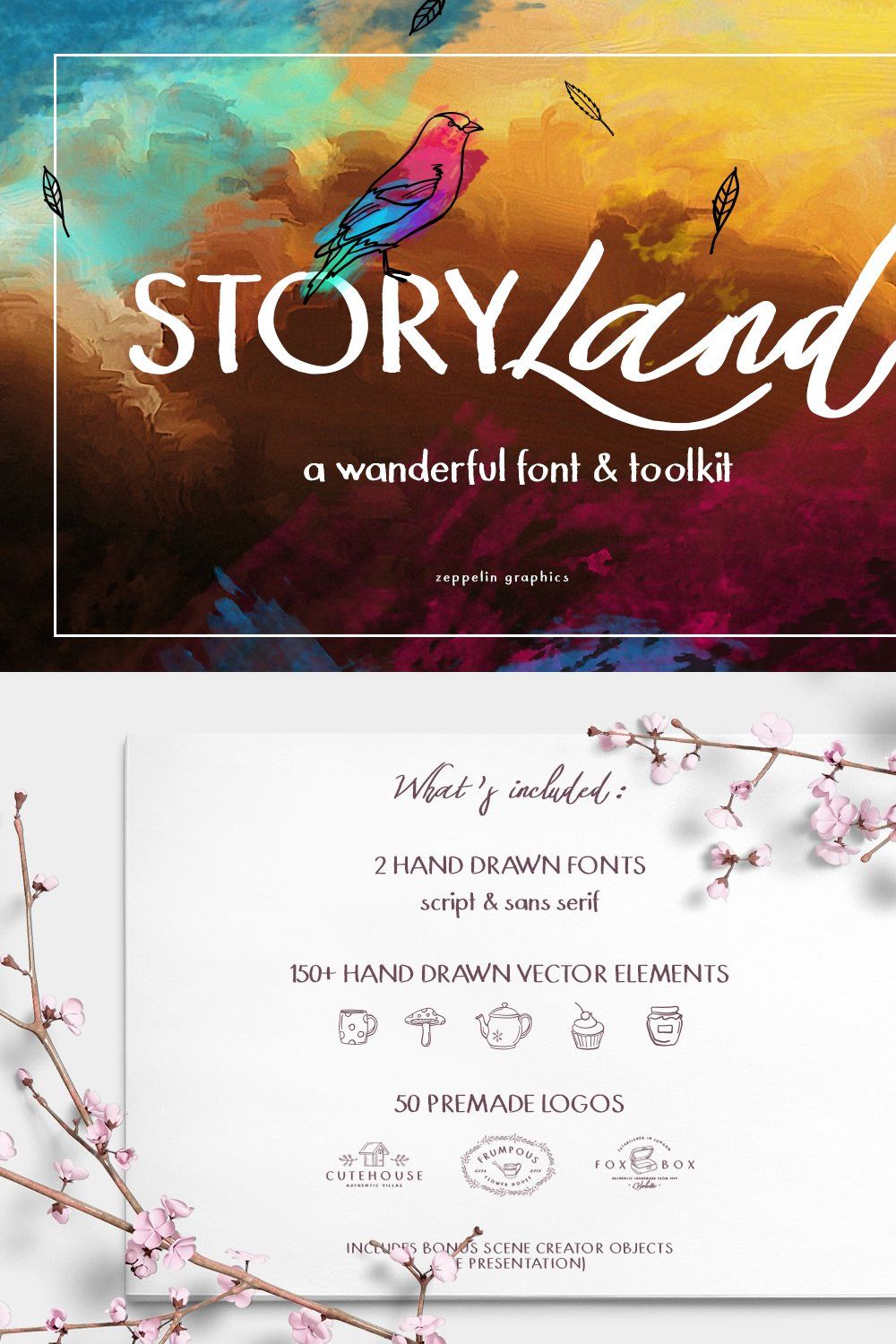 Storyland Font & Toolkit pinterest preview image.