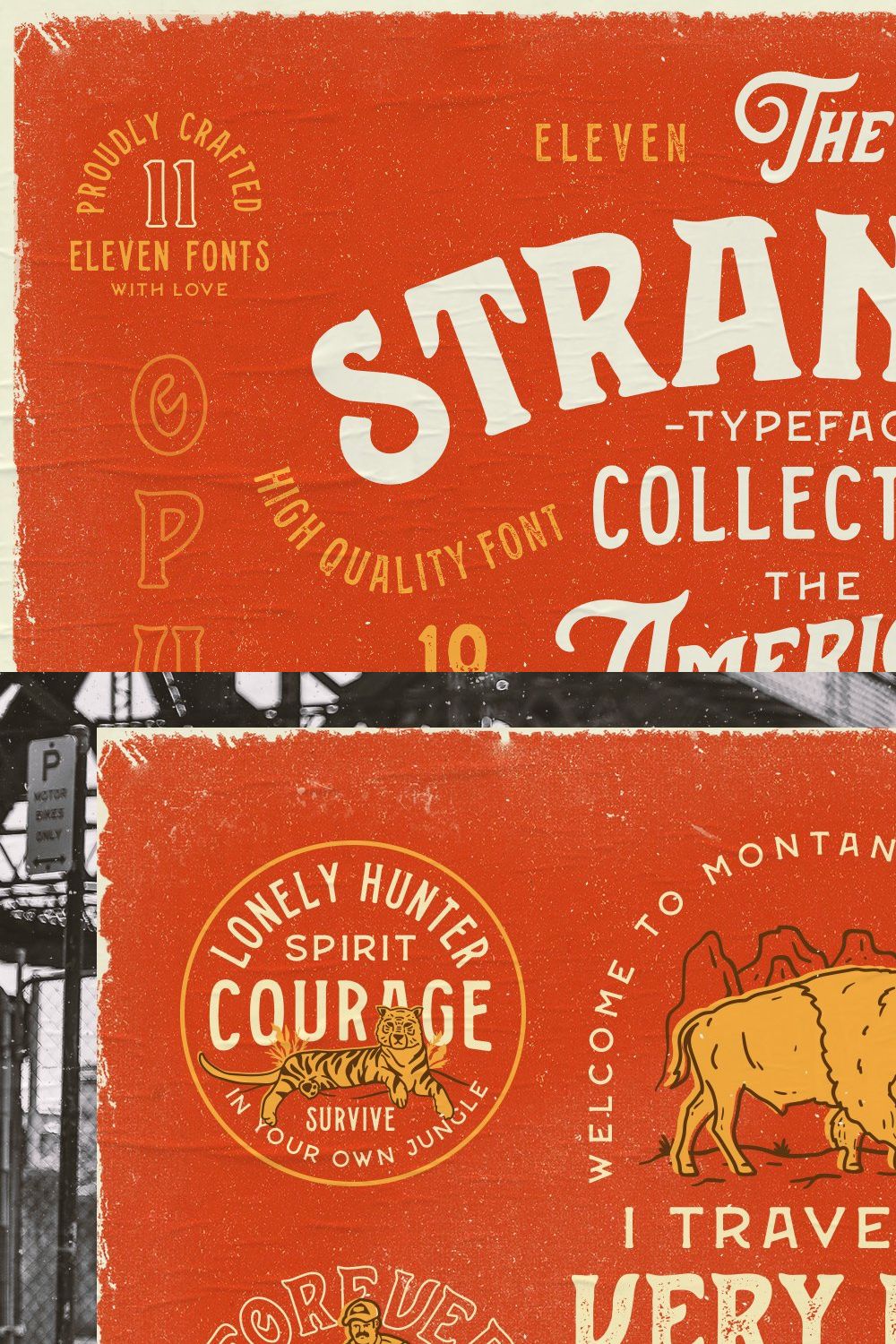 Stranger Font Collection + Extras pinterest preview image.