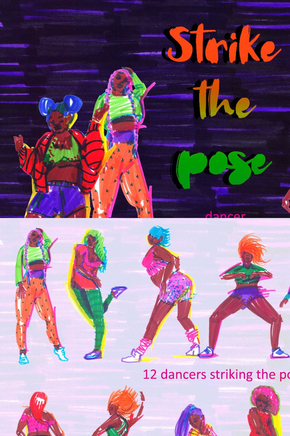 Strike the pose - dancers sketches pinterest preview image.