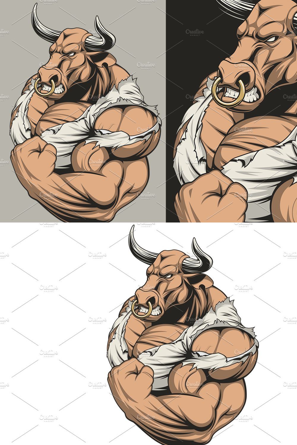 Strong ferocious bull pinterest preview image.