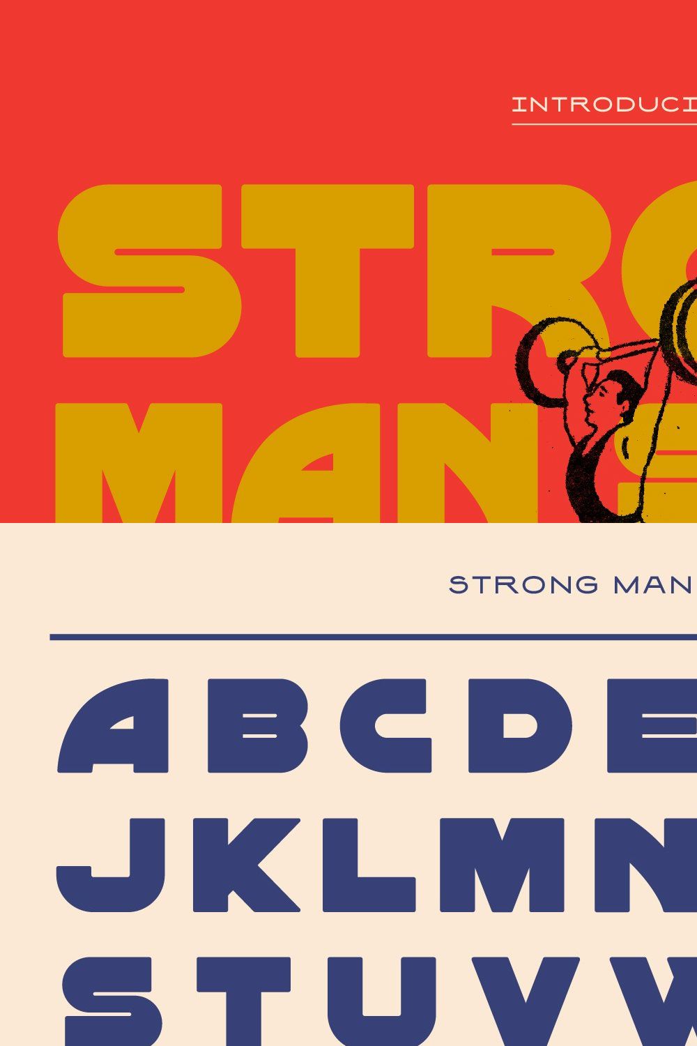 Strong Man Sans: Heavy Display Font pinterest preview image.