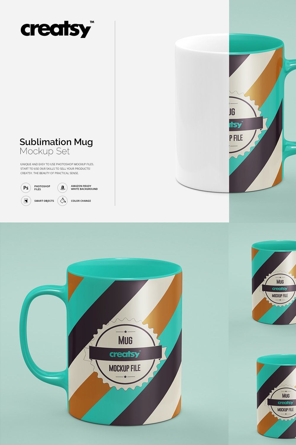 Sublimation Mug Mockup Set pinterest preview image.