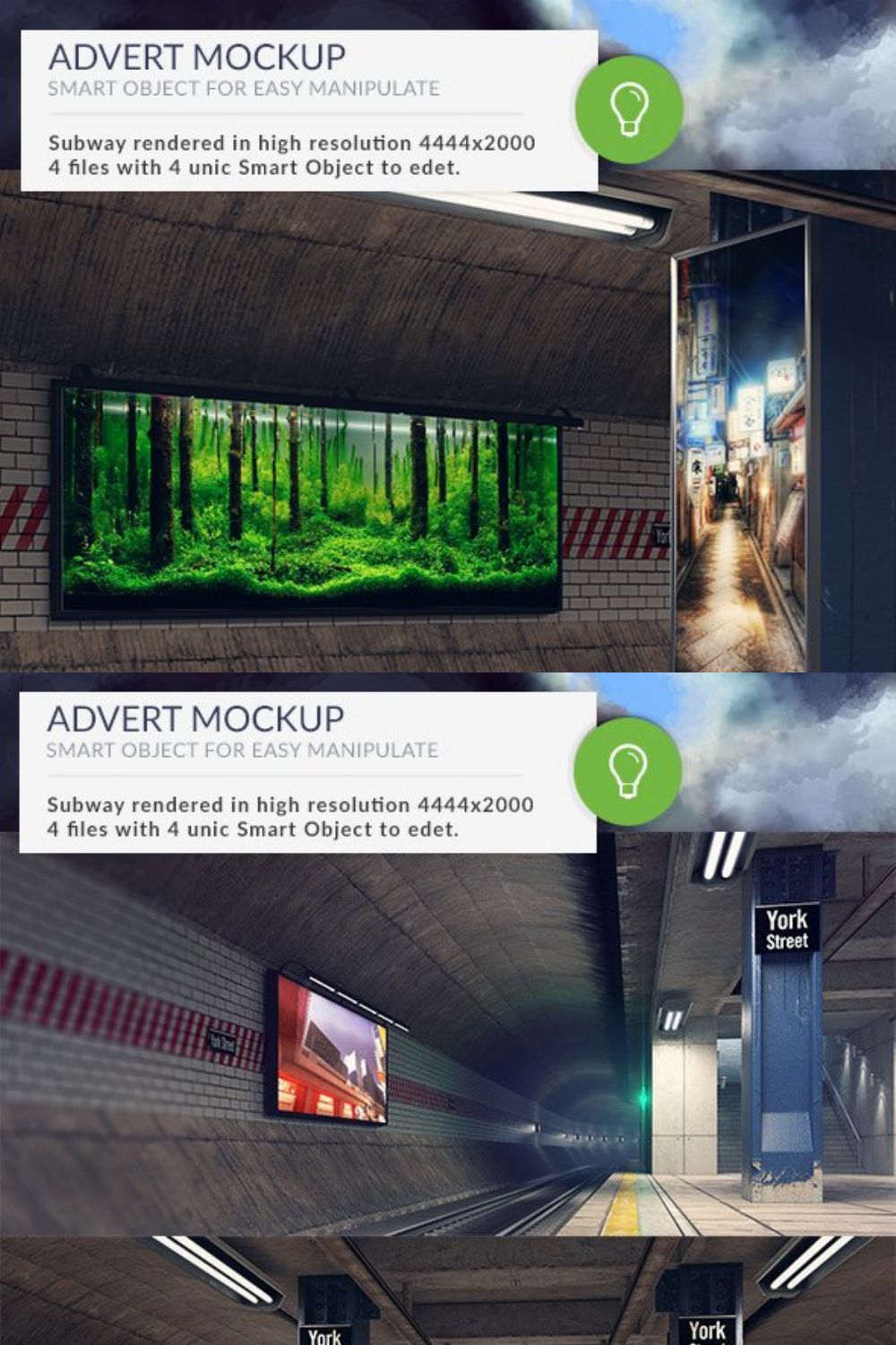 Subway Station Mockups Adverts pinterest preview image.
