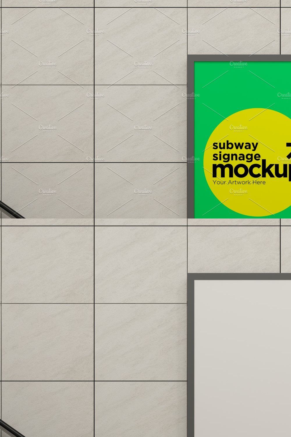 Subway Three Sign Mockup pinterest preview image.