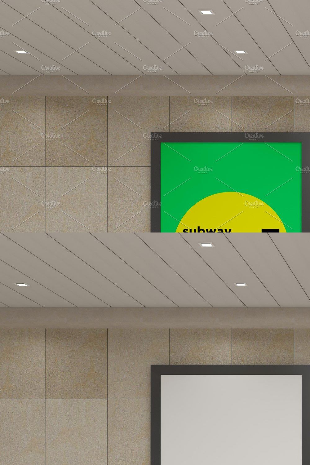 Subway Three Sign Mockup pinterest preview image.