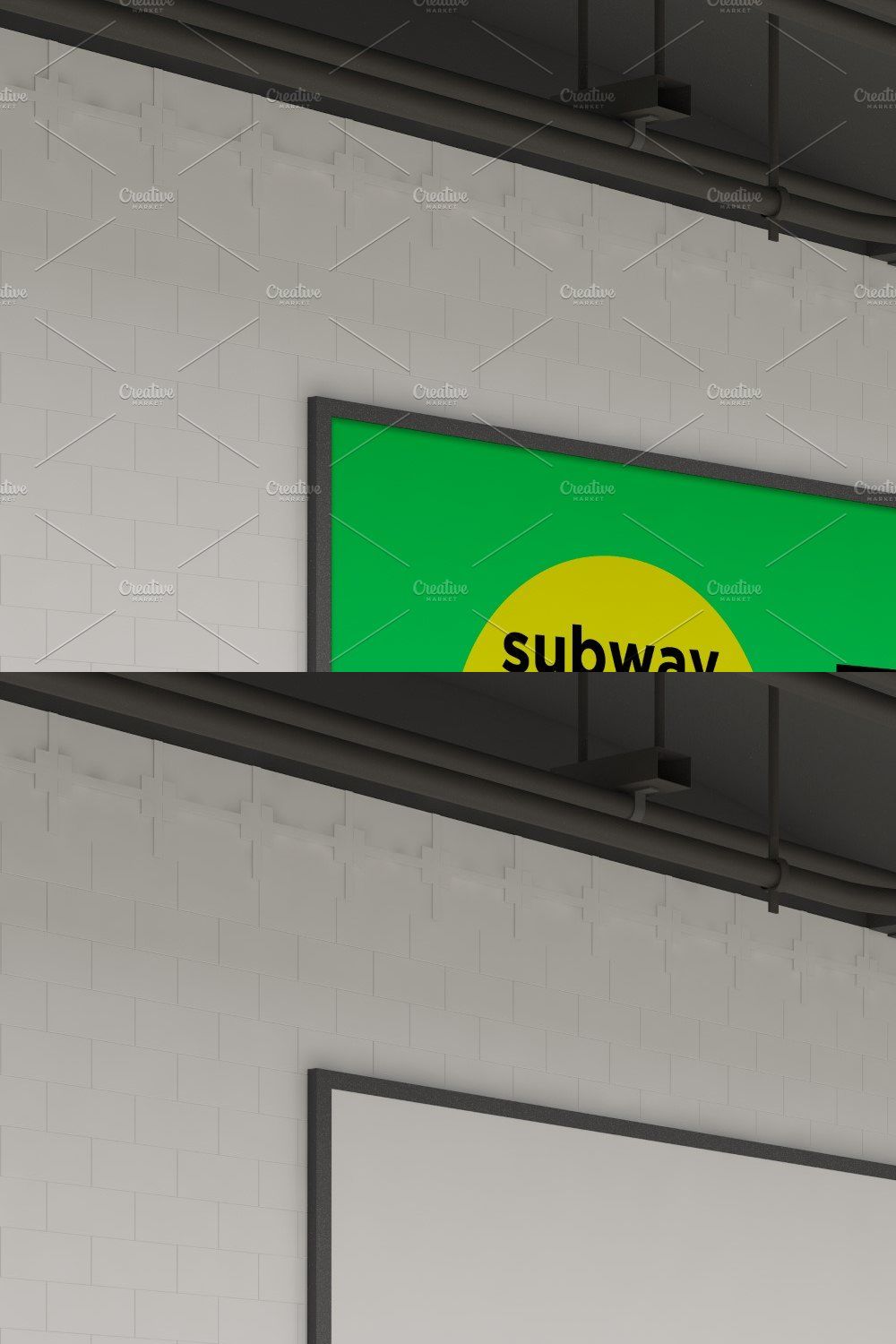 Subway Three Sign Mockup pinterest preview image.