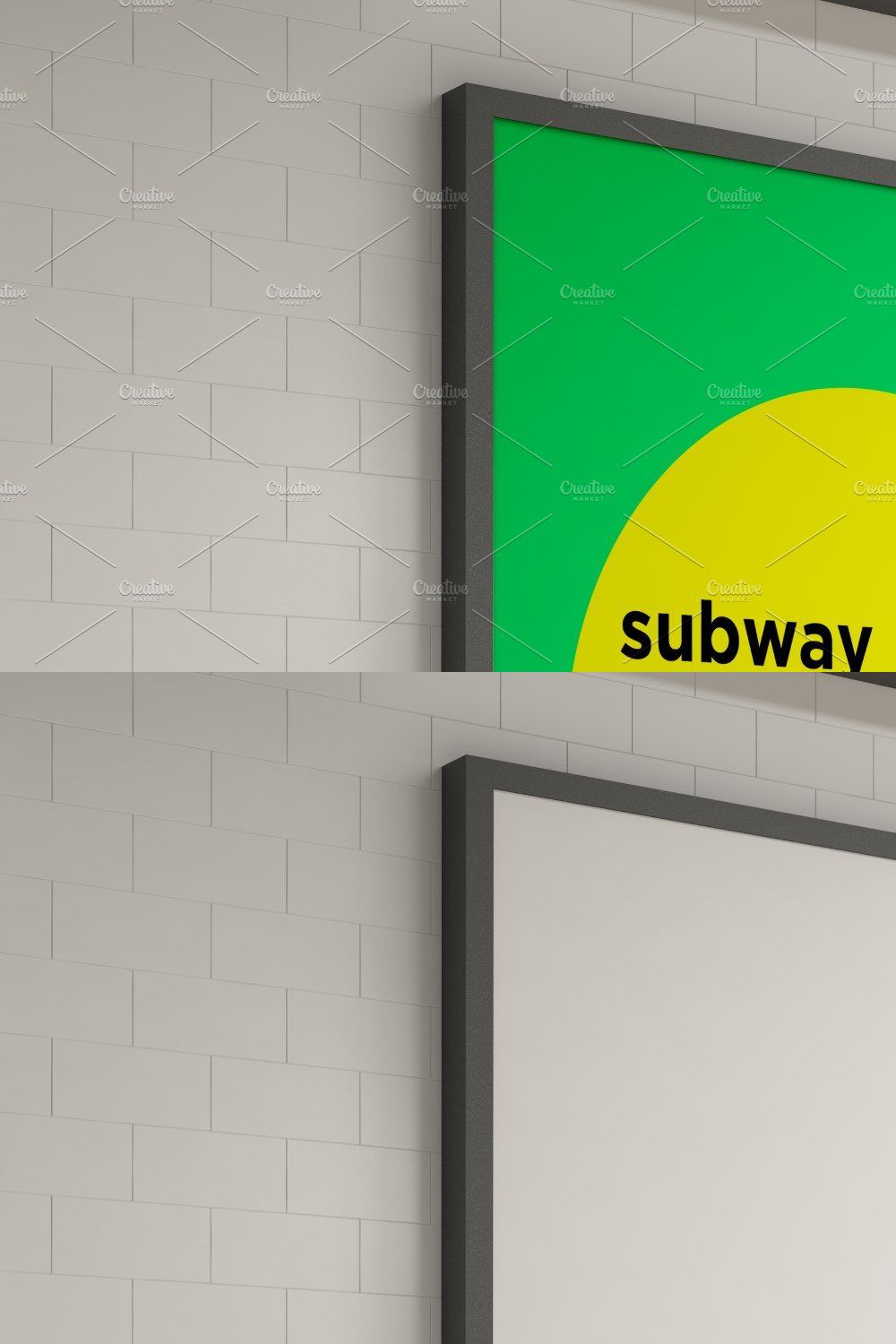 Subway Three Sign Mockup pinterest preview image.