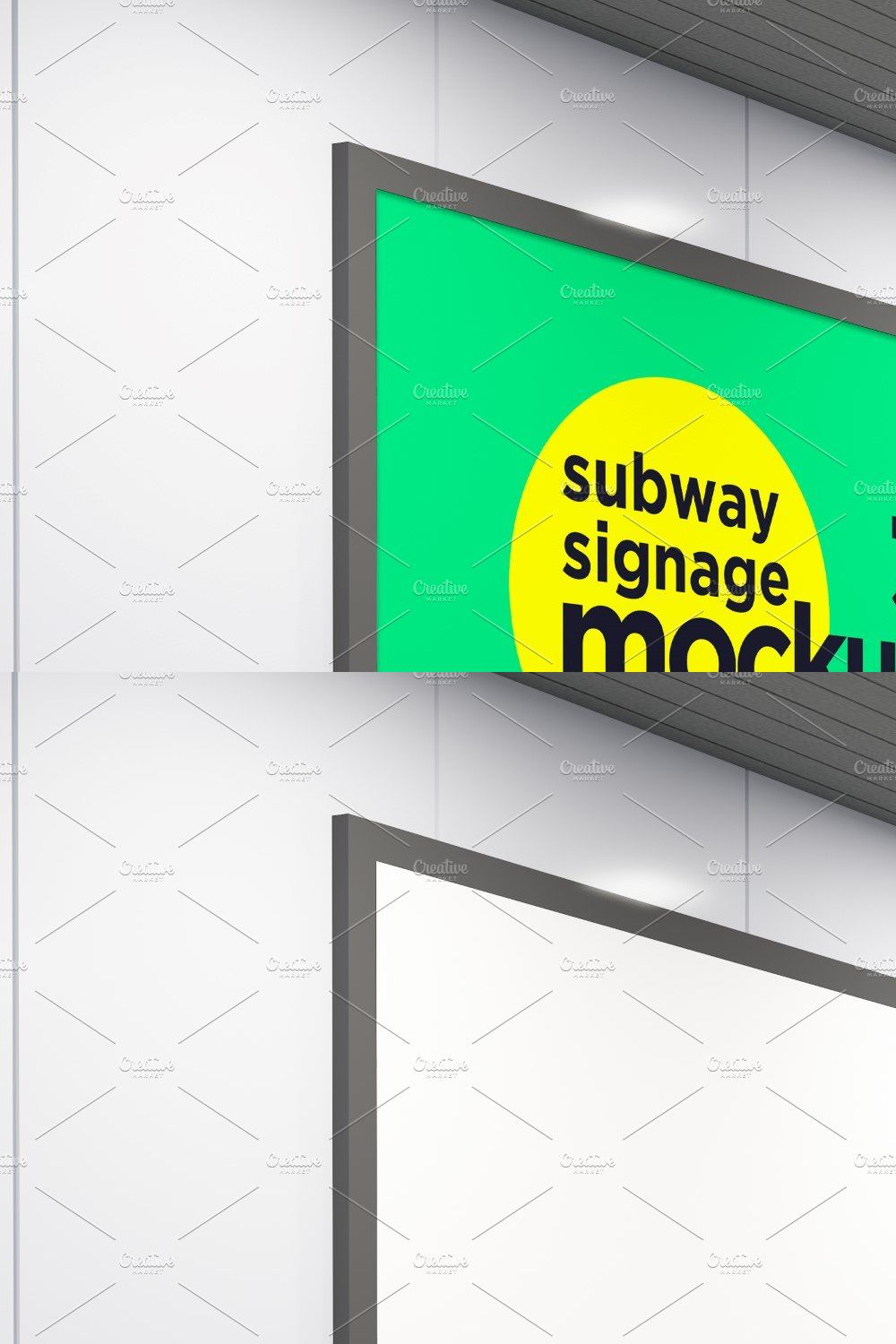 Subway Two Signage Mockup pinterest preview image.