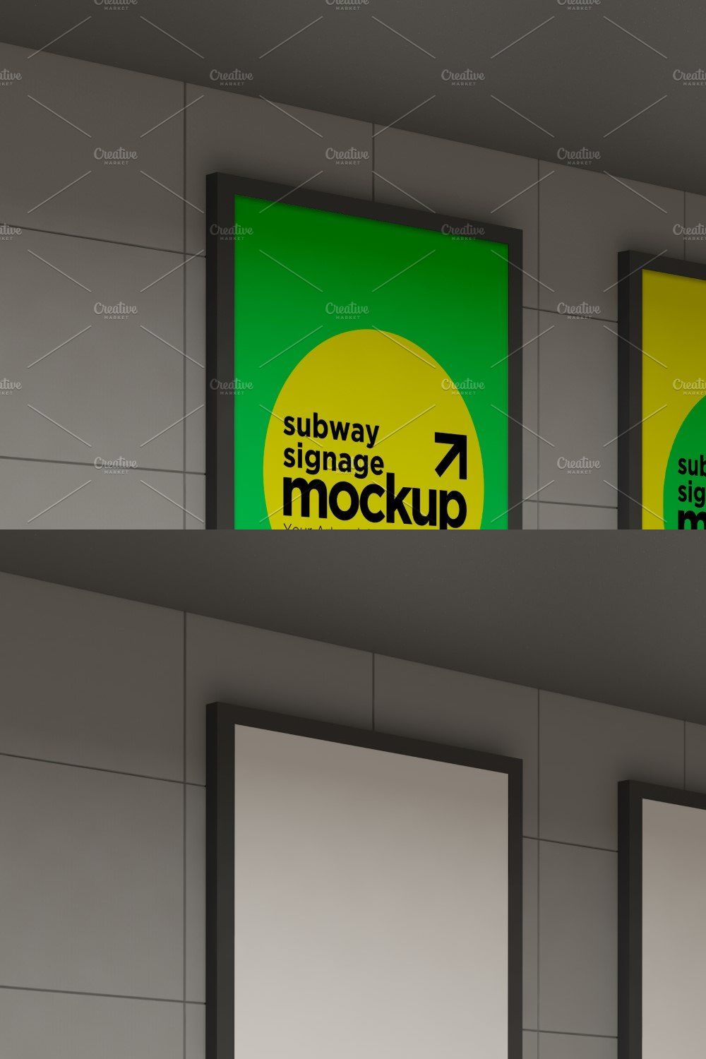 Subway Two Signage Mockup pinterest preview image.