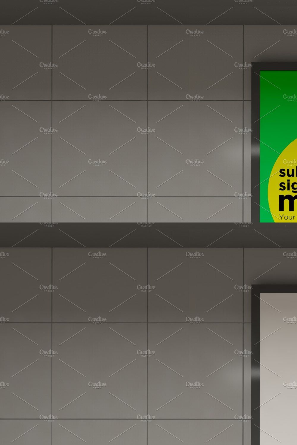 Subway Two Signage Mockup pinterest preview image.