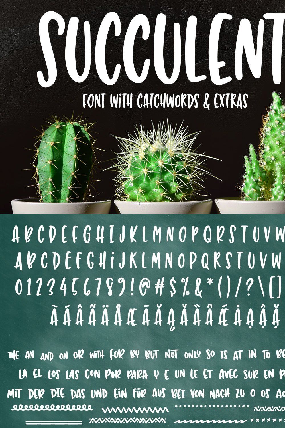 Succulent: a hand-lettered font pinterest preview image.