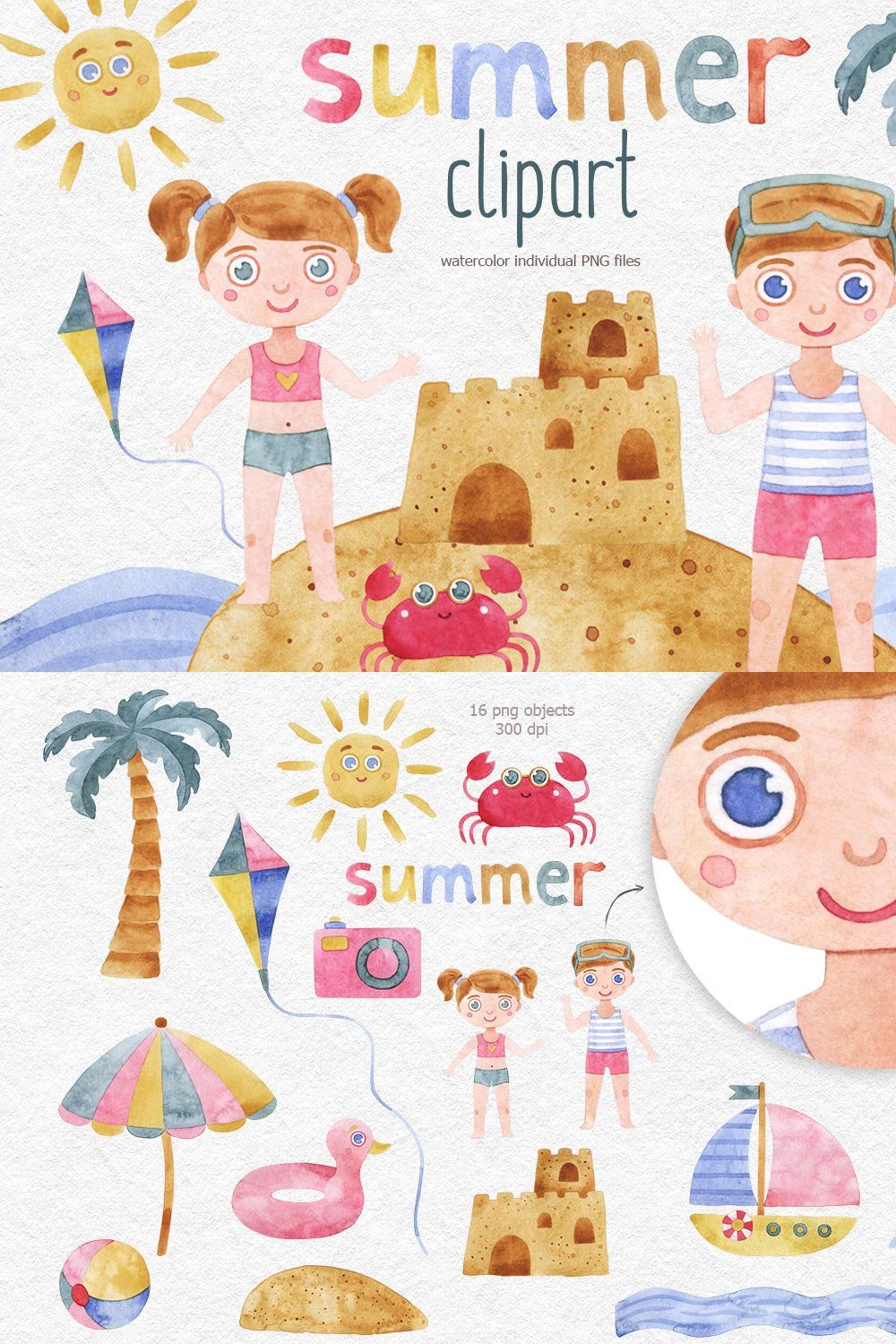 Summer beach clipart pinterest preview image.