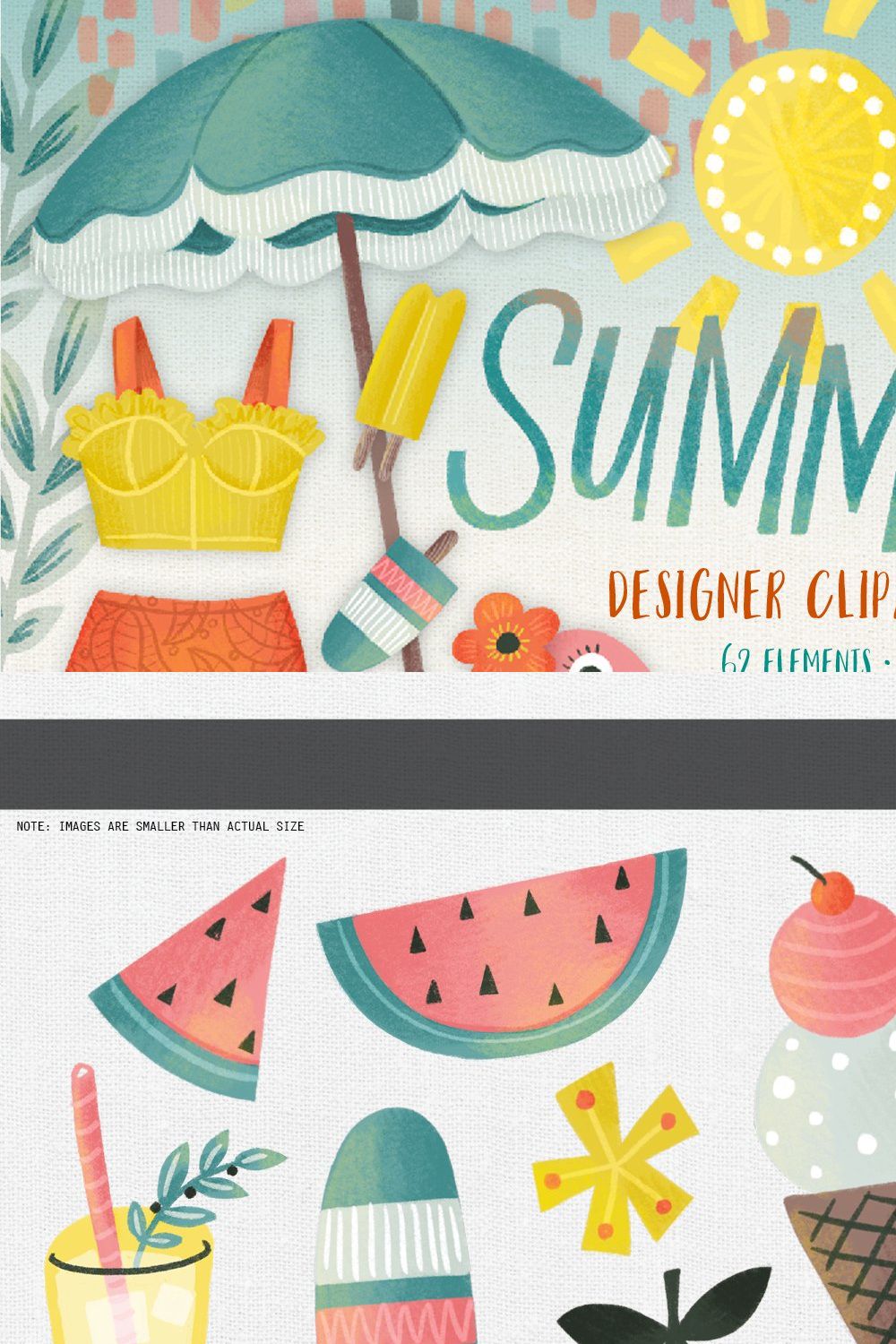 Summer Clip Art pinterest preview image.