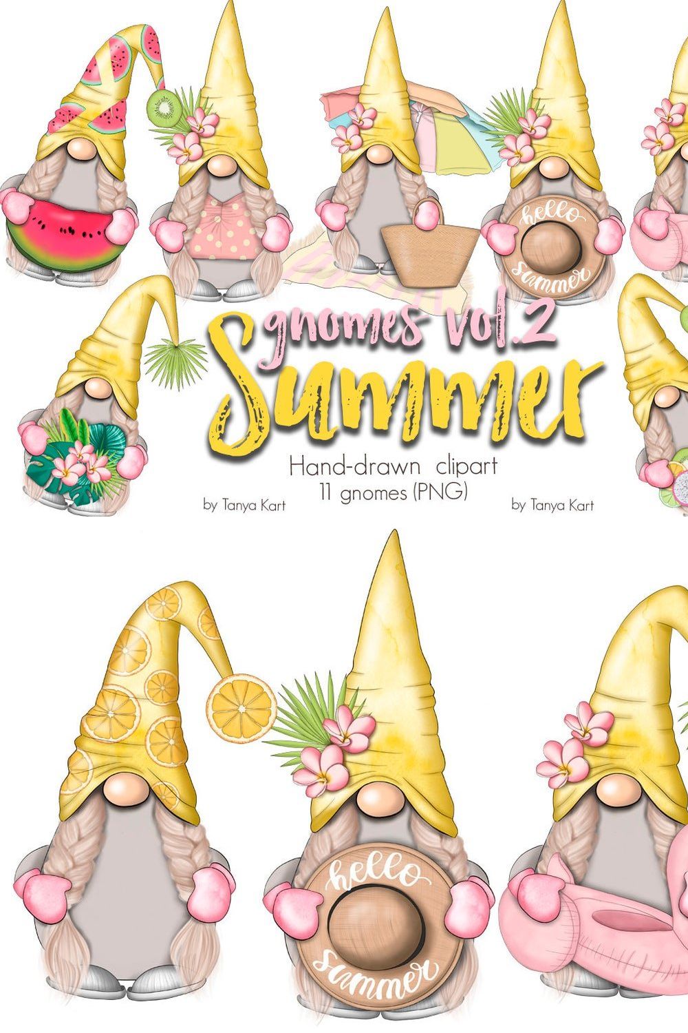 Summer Girls Gnomes Icons pinterest preview image.
