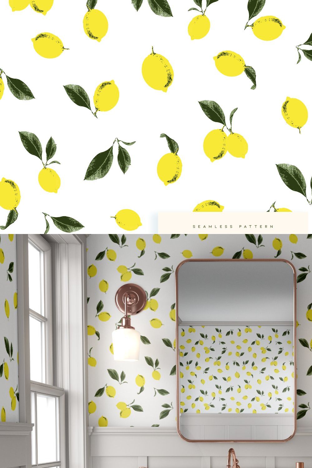 Summer Lemons | Vector Pattern pinterest preview image.