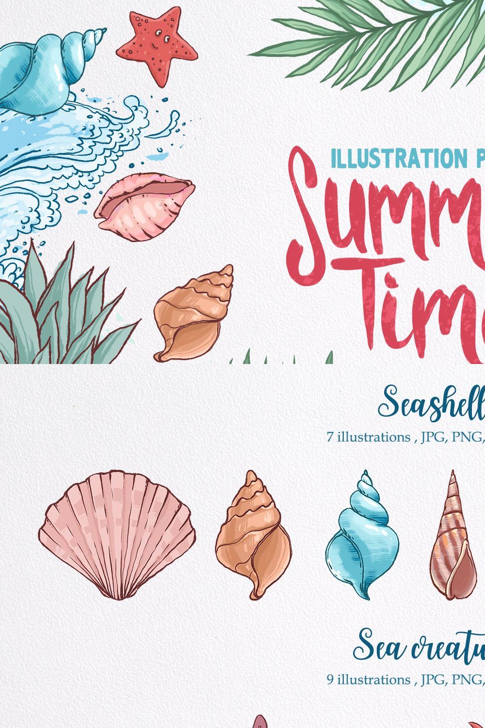 Summer time. Illustration pack. pinterest preview image.