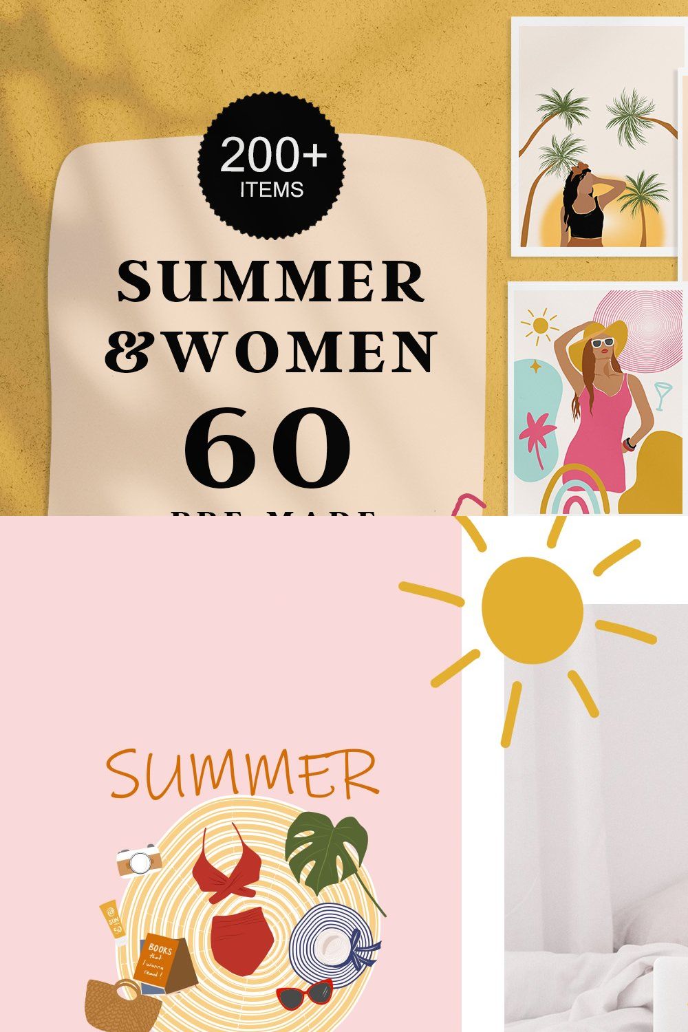 Summer Women Abstract Prints pinterest preview image.
