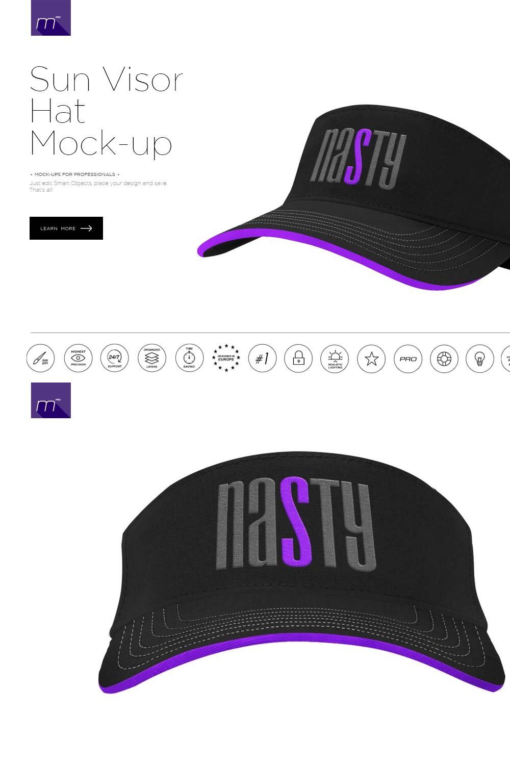 Sun Visor Hat Mock-up pinterest preview image.