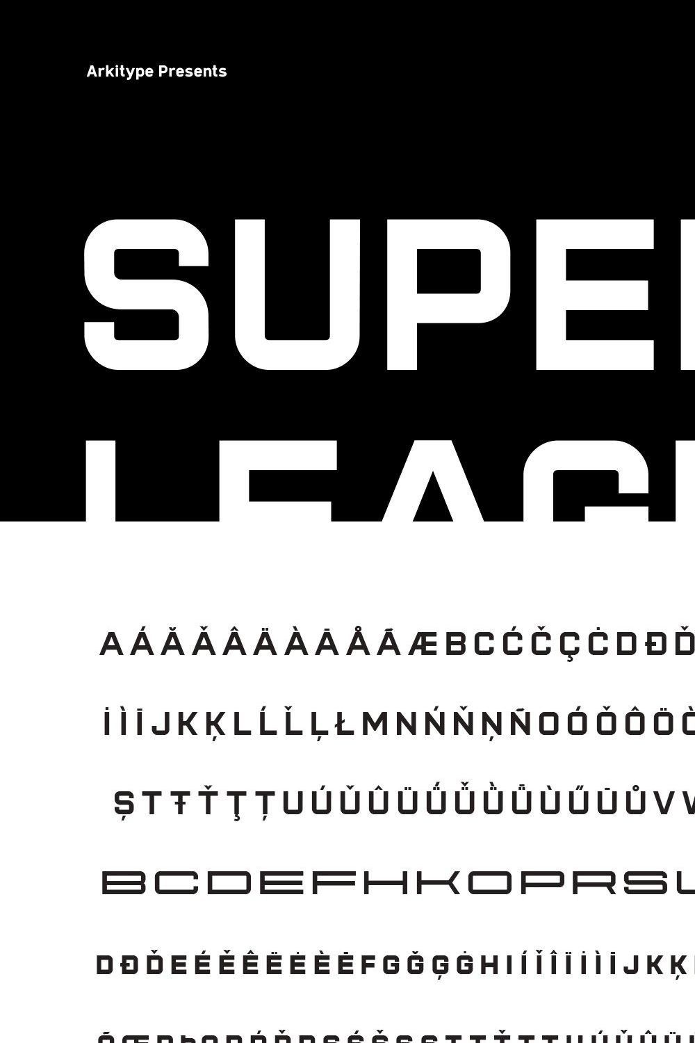 Super League Typeface pinterest preview image.