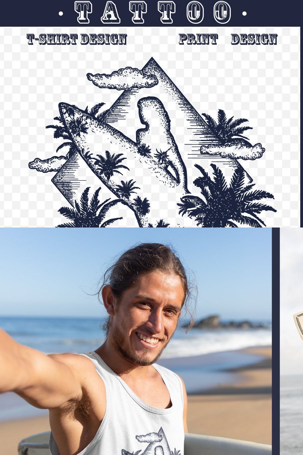Surfing tattoo pinterest preview image.
