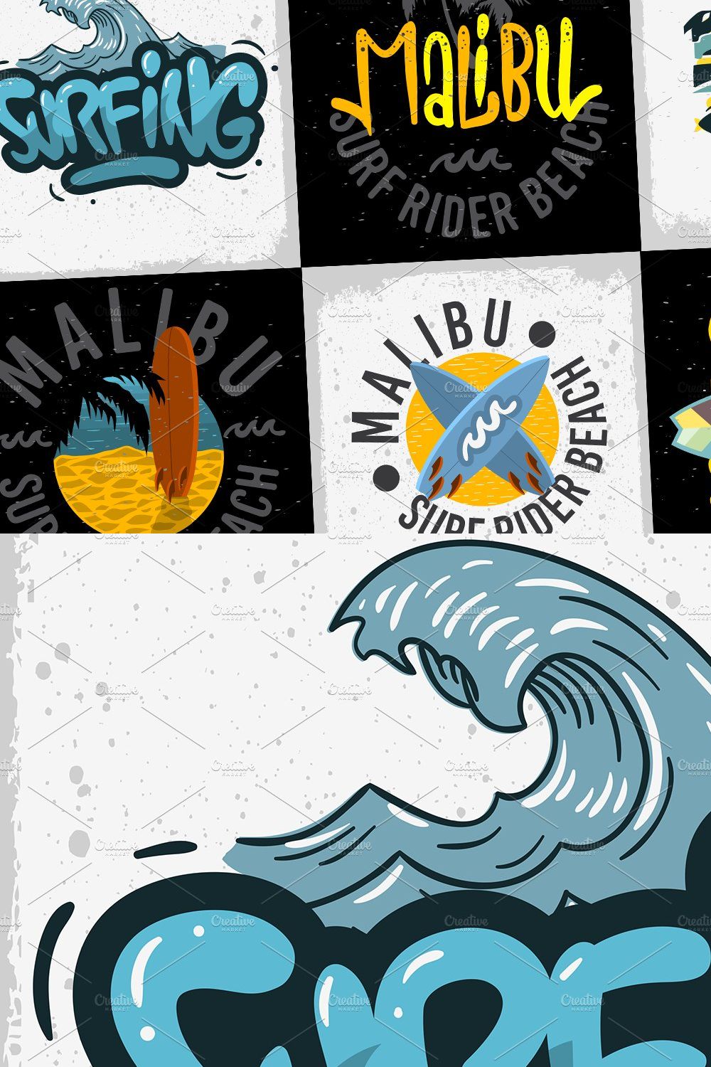 Surfing Vector Graphics Collection pinterest preview image.