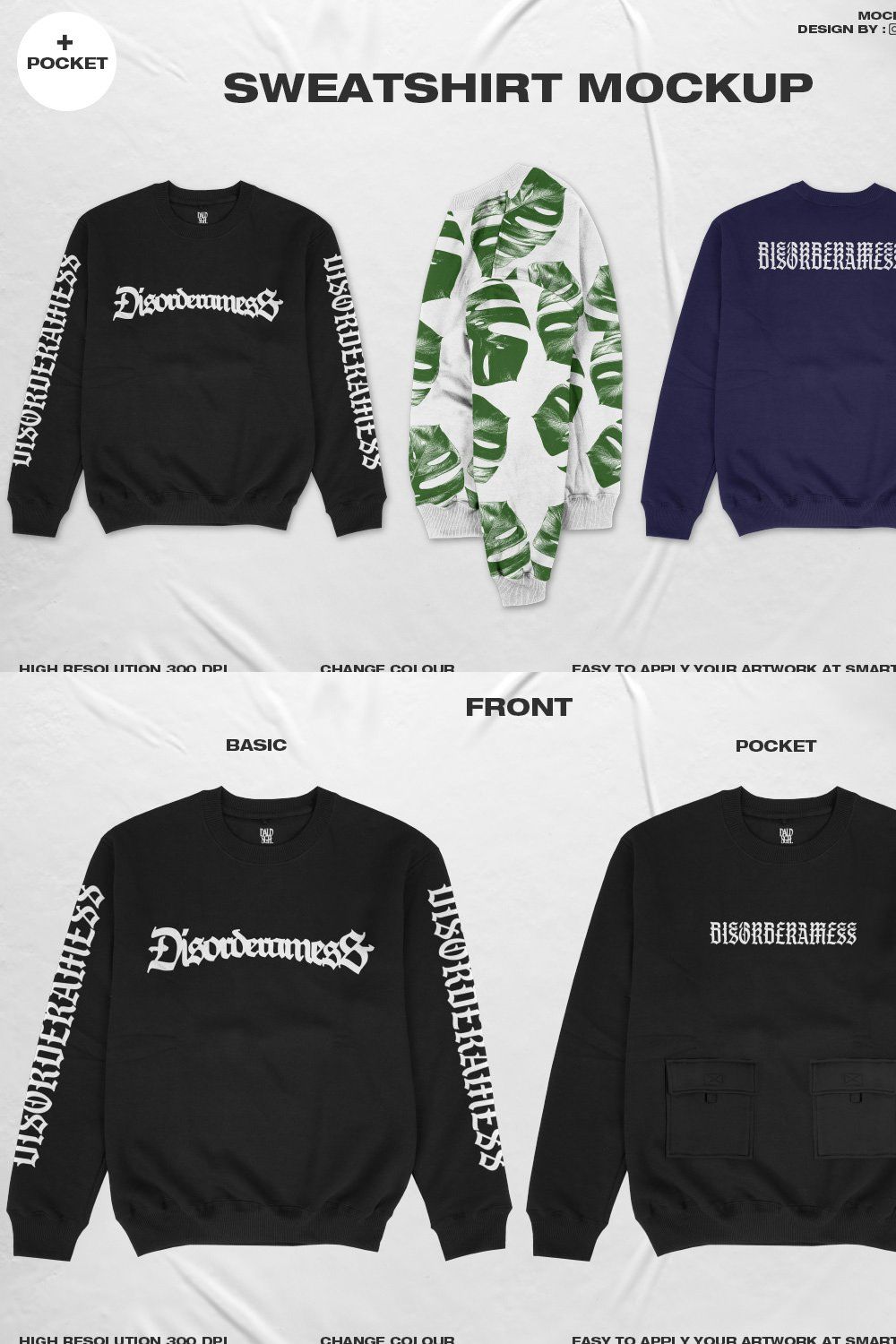 SWEATSHIRT MOCKUP + POCKET pinterest preview image.