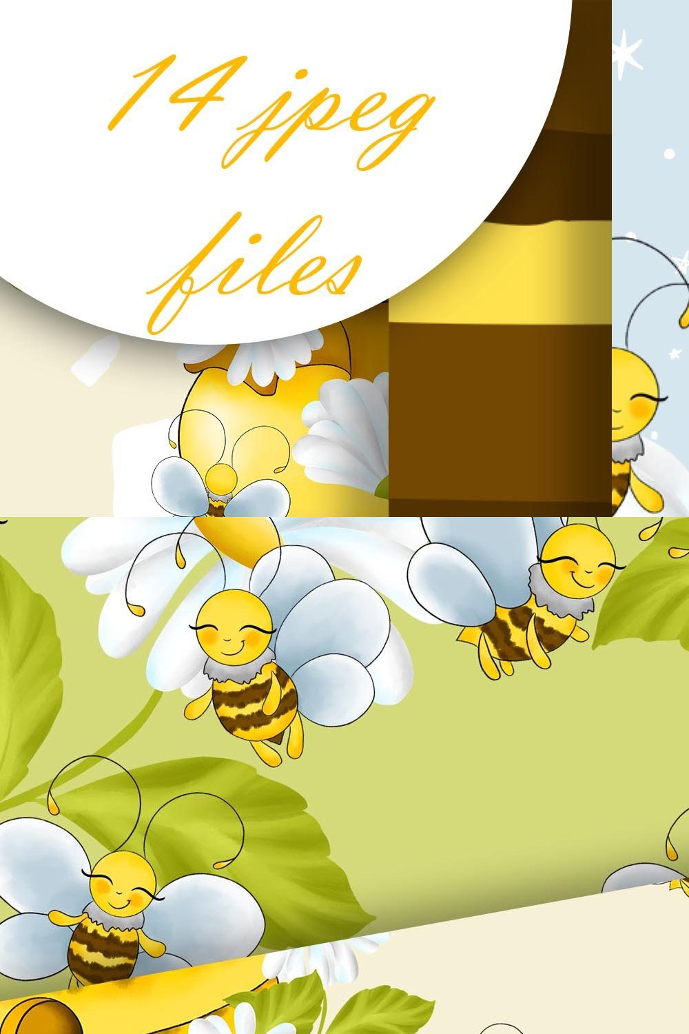 Sweet bee digital paper pinterest preview image.