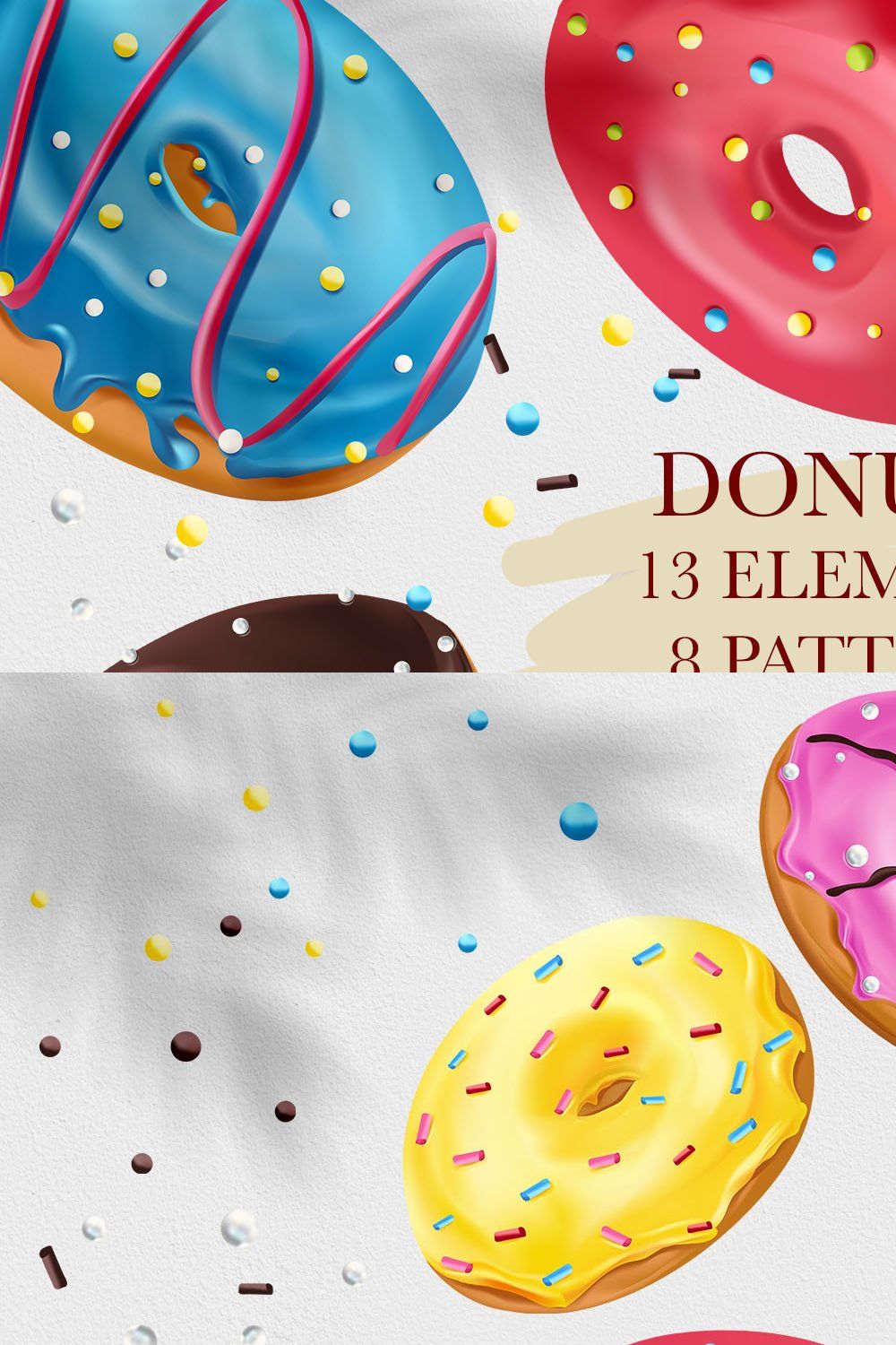Sweet Donuts+Seamless Patterns pinterest preview image.